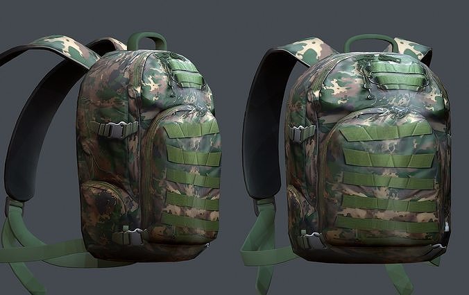 Backpack military combat Black baggage Low-poly Low-poly 3D model