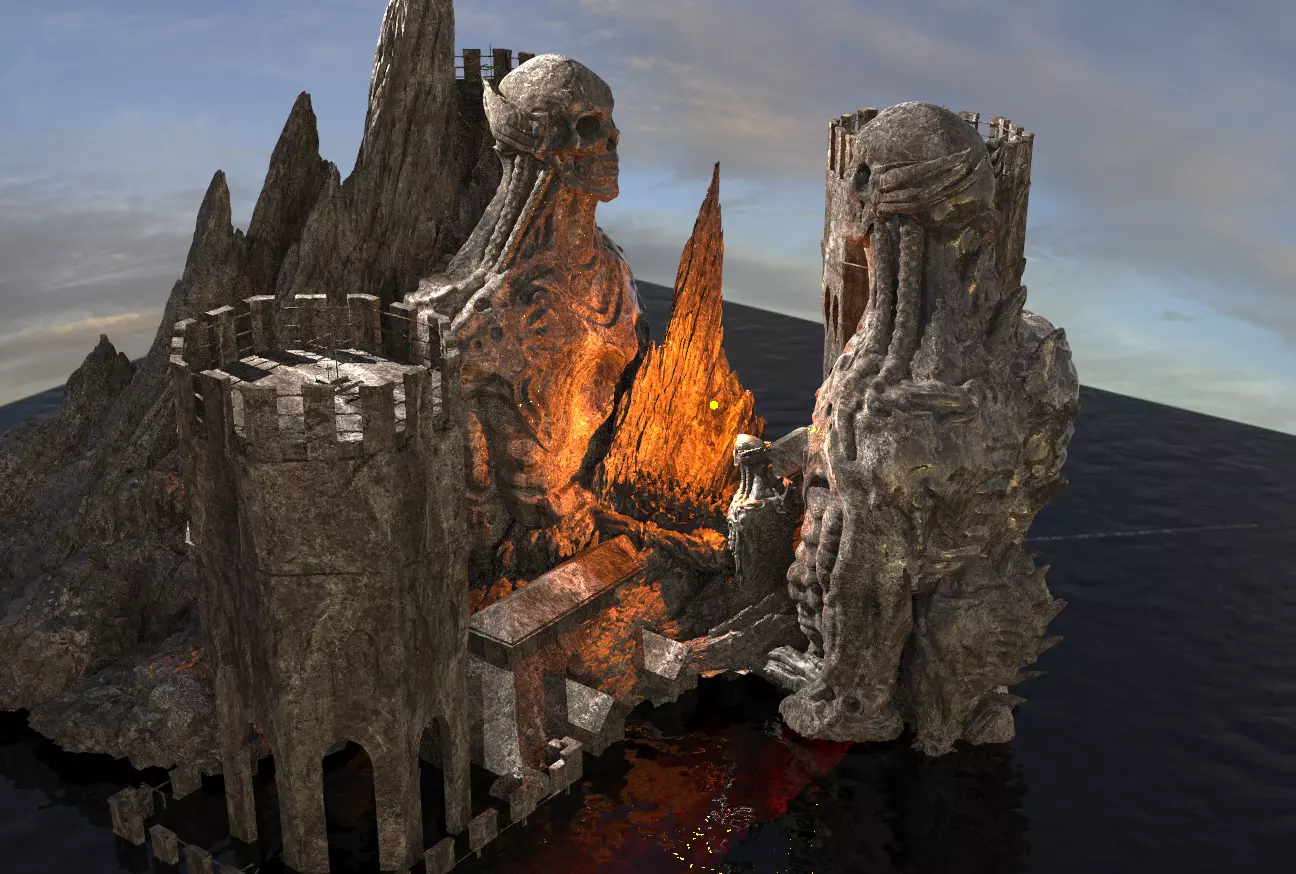 Alien Gods ancient Statue Ruin   3D model_0