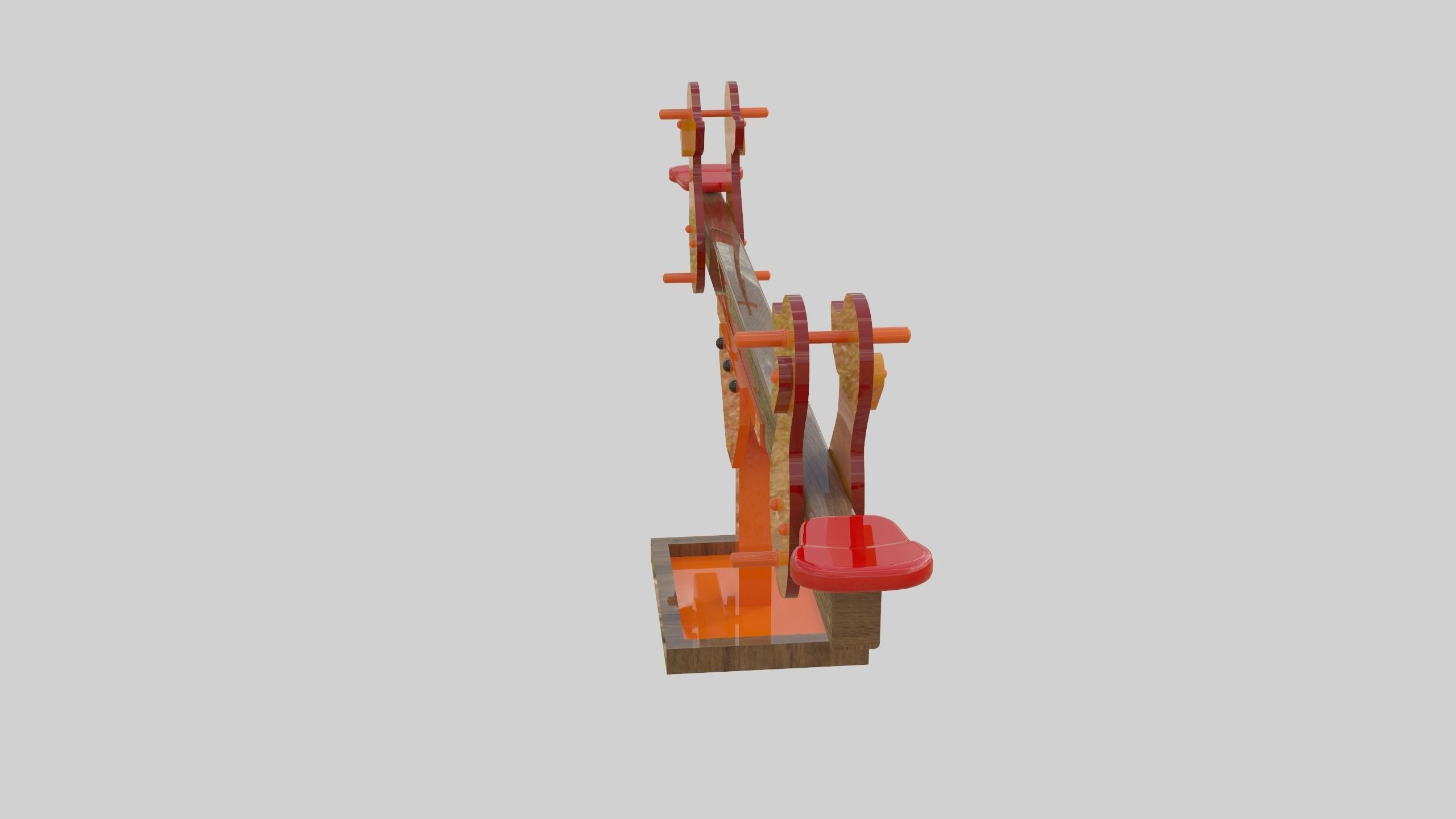 Playground Wooden Seesaw Teeter Totter - 03 Low-poly 3D model_12