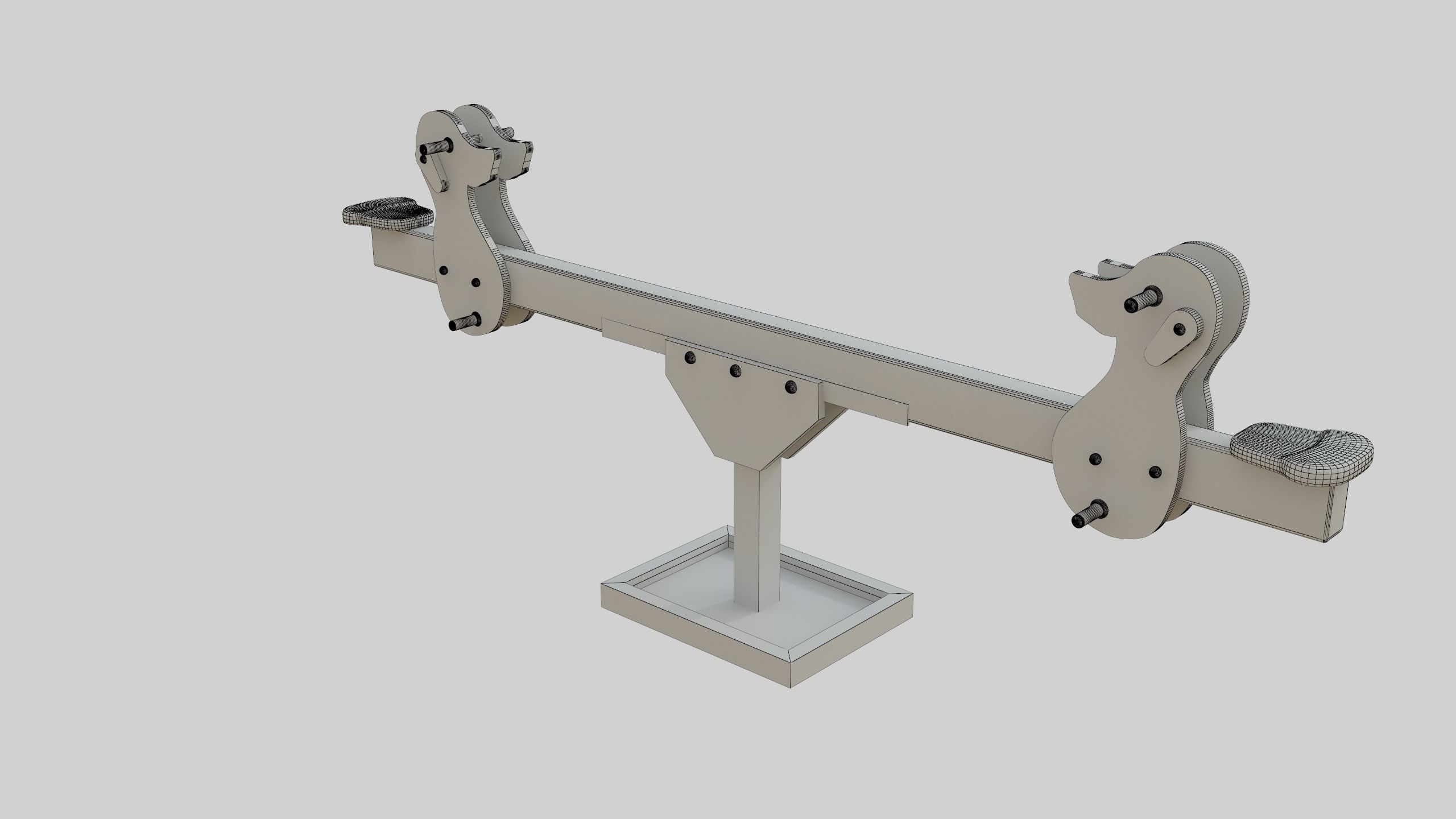 Playground Wooden Seesaw Teeter Totter - 03 Low-poly 3D model_37