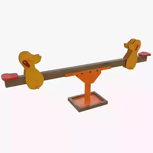 Playground Wooden Seesaw Teeter Totter - 03 Low-poly 3D model