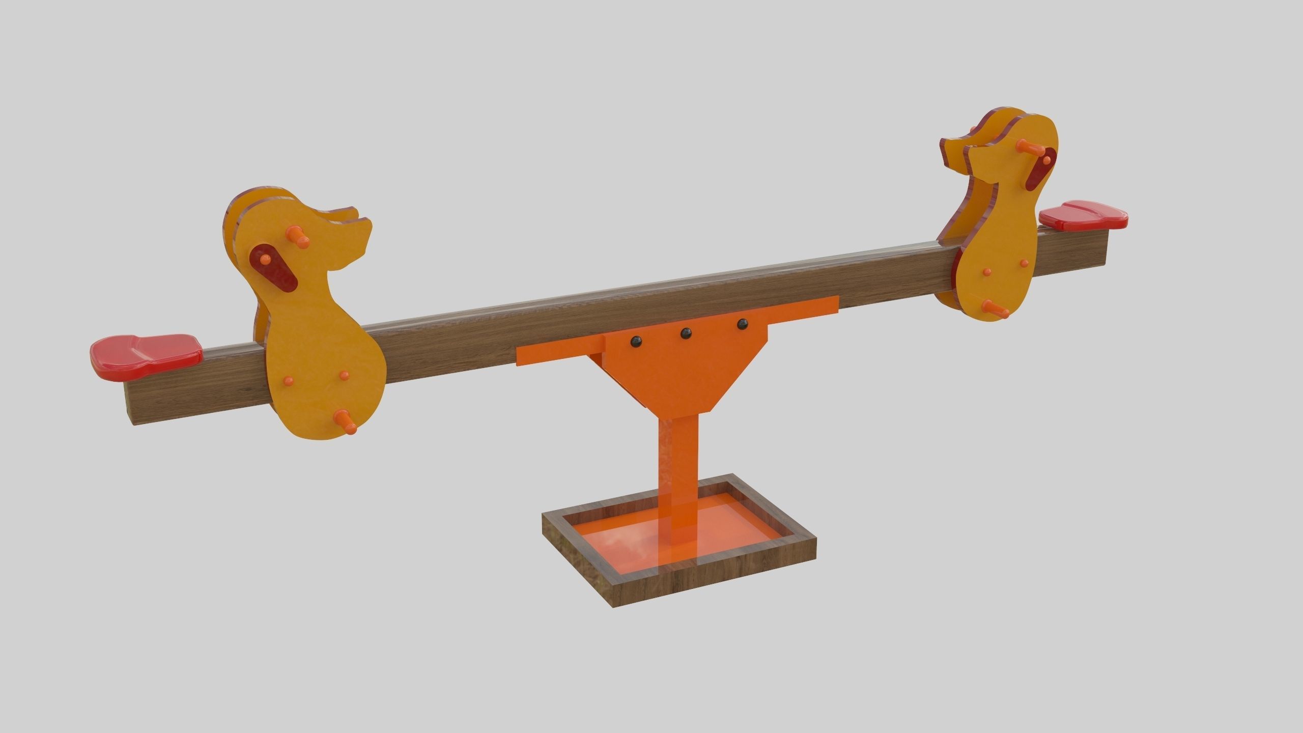 Playground Wooden Seesaw Teeter Totter - 03 Low-poly 3D model_15