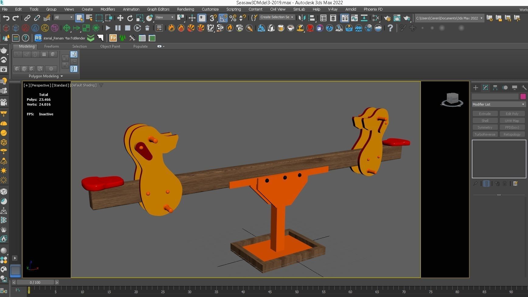 Playground Wooden Seesaw Teeter Totter - 03 Low-poly 3D model_4