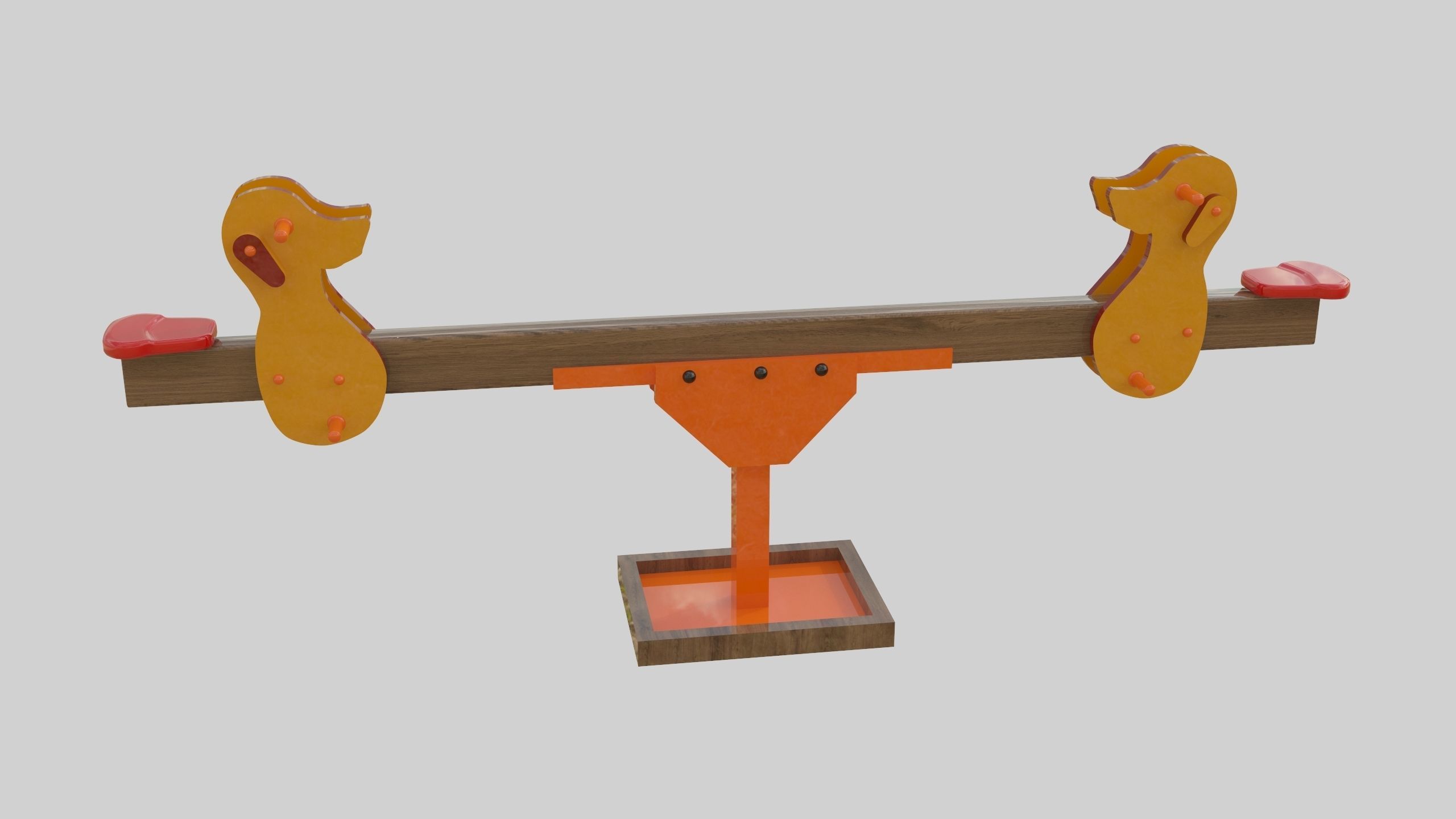 Playground Wooden Seesaw Teeter Totter - 03 Low-poly 3D model_7