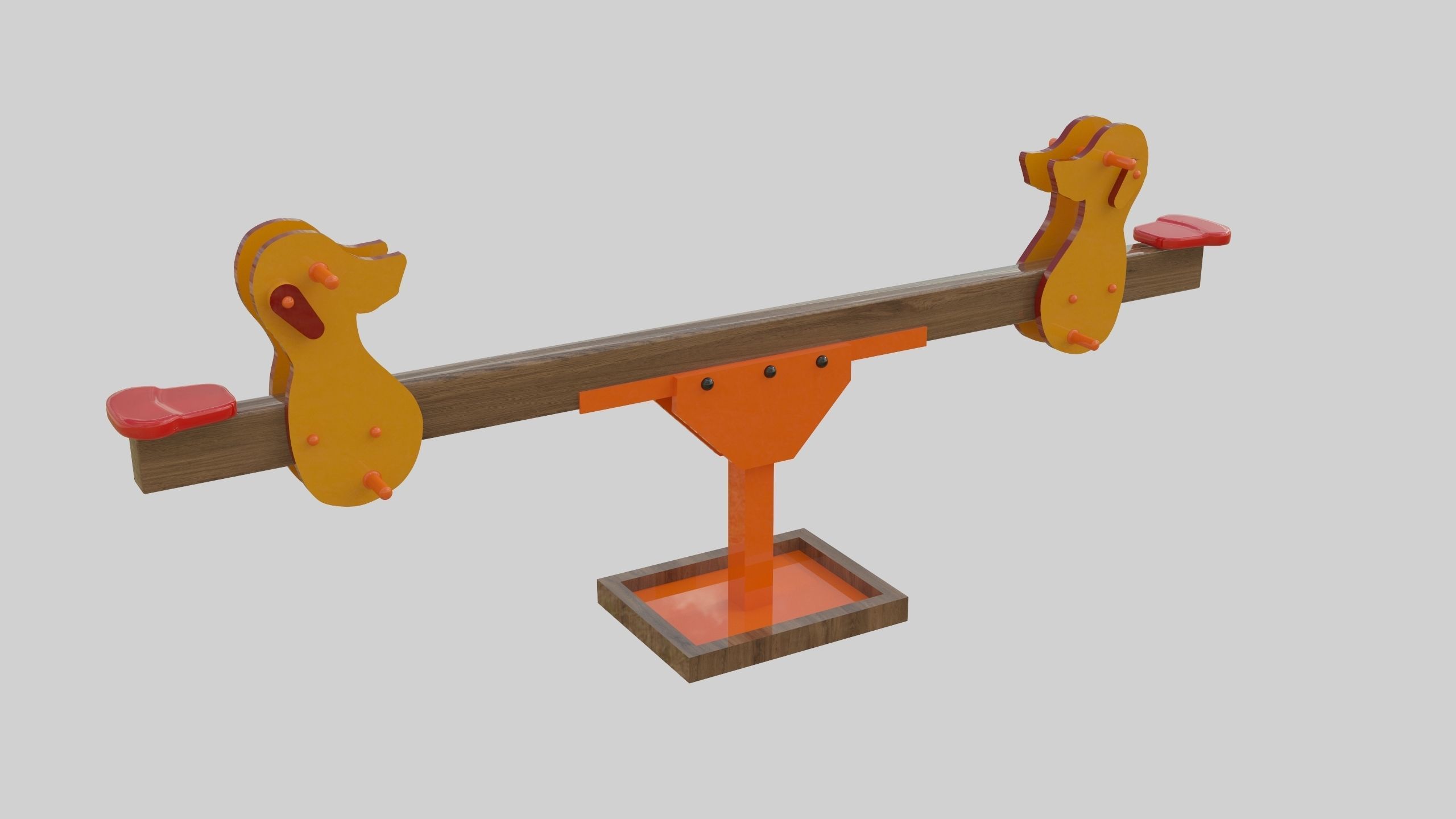 Playground Wooden Seesaw Teeter Totter - 03 Low-poly 3D model_5