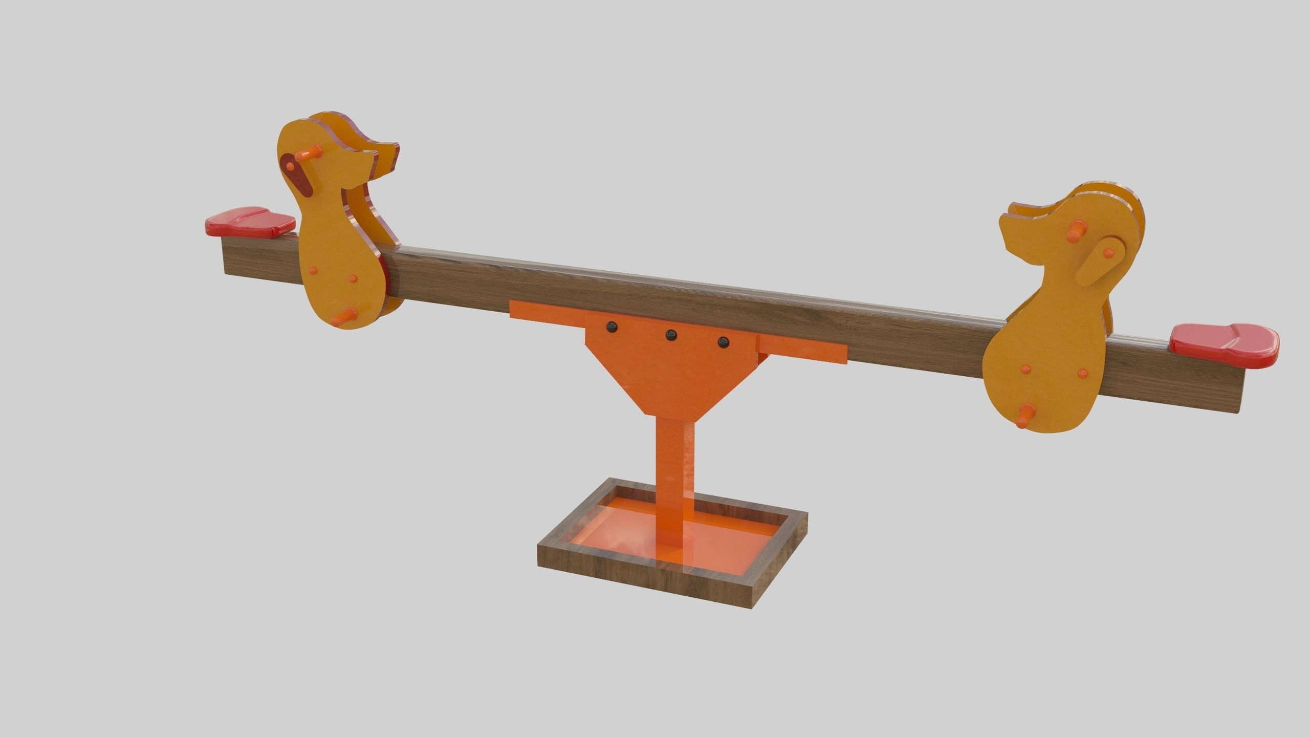 Playground Wooden Seesaw Teeter Totter - 03 Low-poly 3D model_9