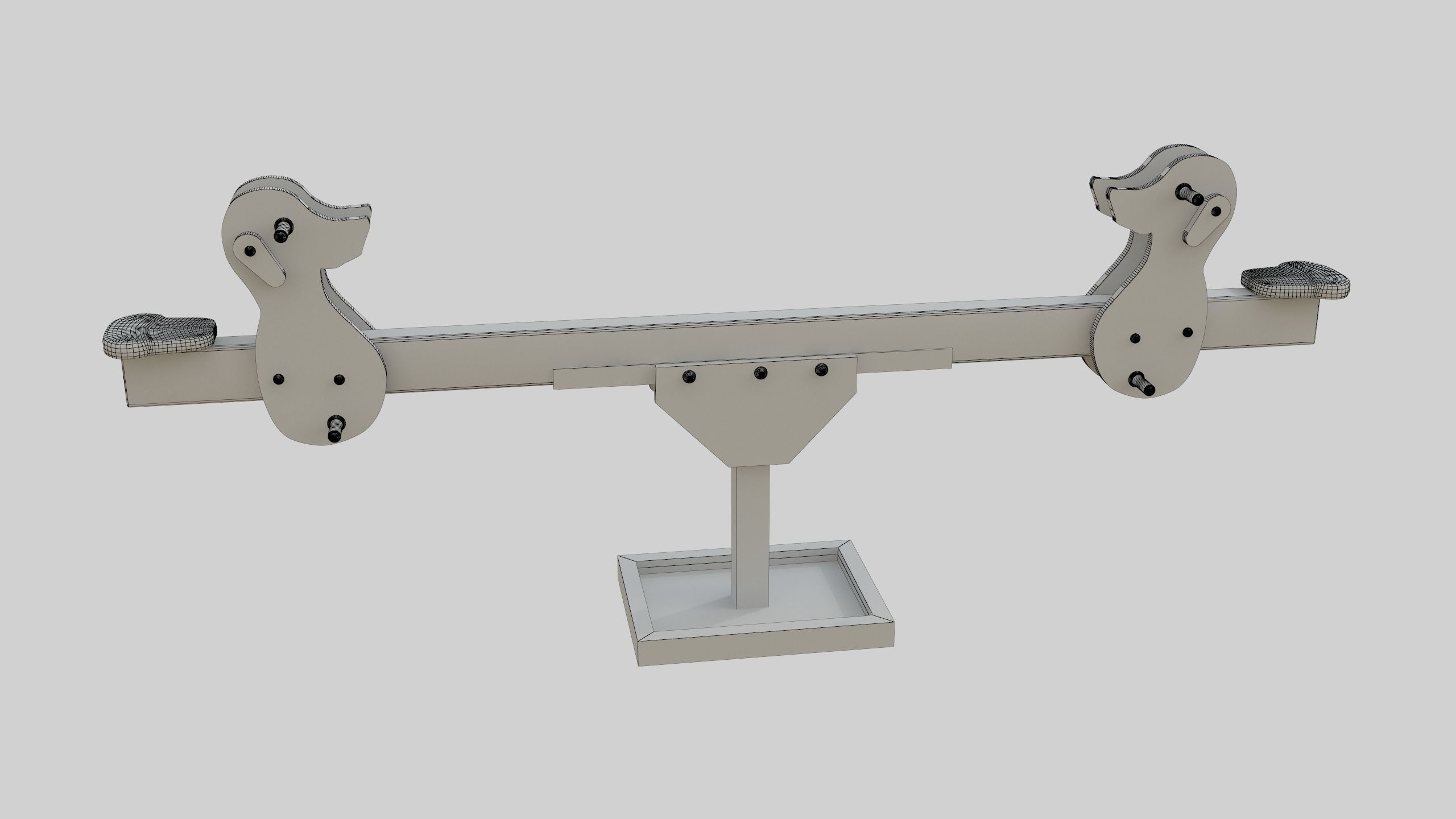 Playground Wooden Seesaw Teeter Totter - 03 Low-poly 3D model_31