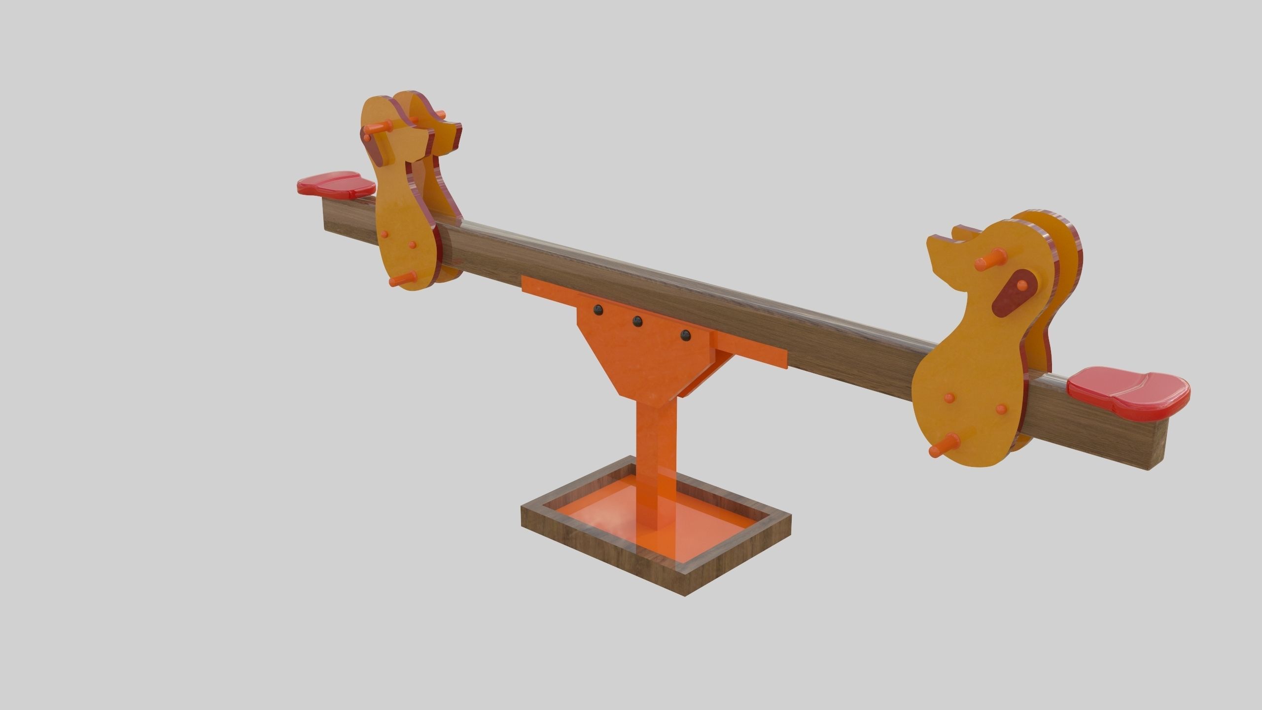 Playground Wooden Seesaw Teeter Totter - 03 Low-poly 3D model_18