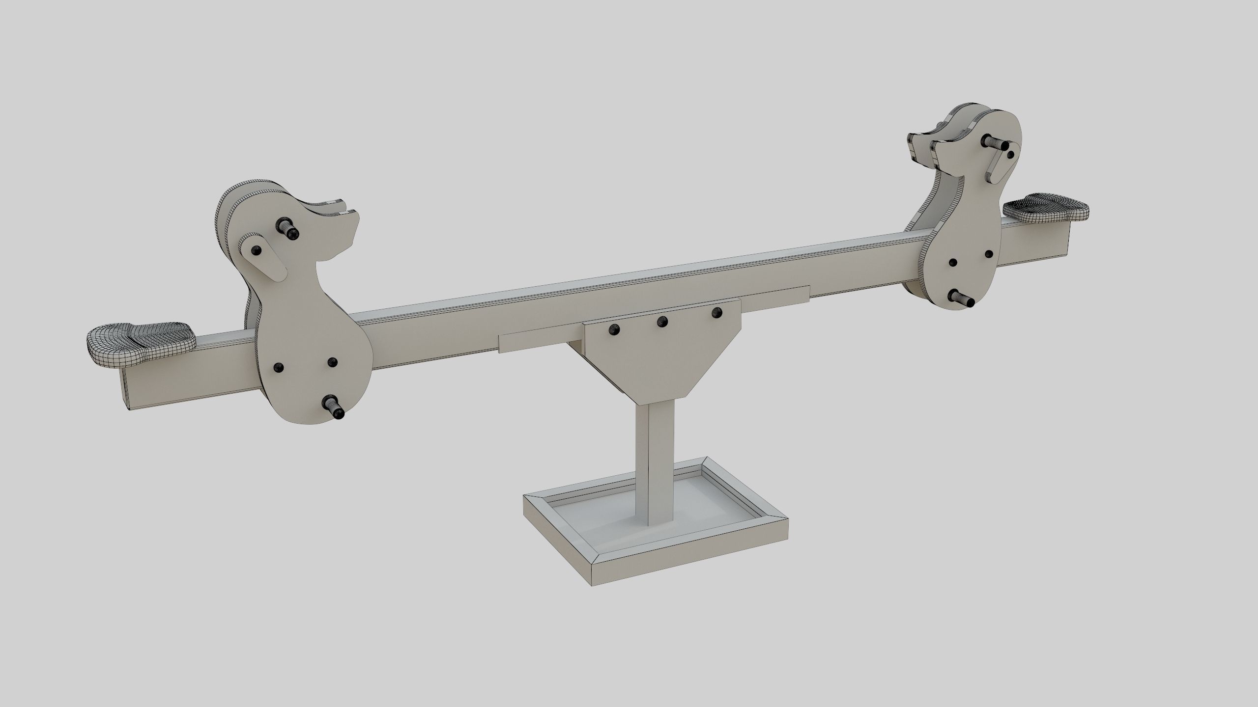 Playground Wooden Seesaw Teeter Totter - 03 Low-poly 3D model_35