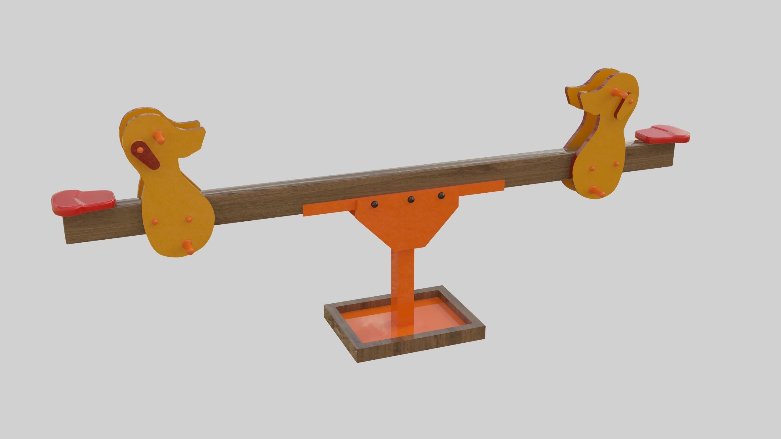 Playground Wooden Seesaw Teeter Totter - 03 Low-poly 3D model_6