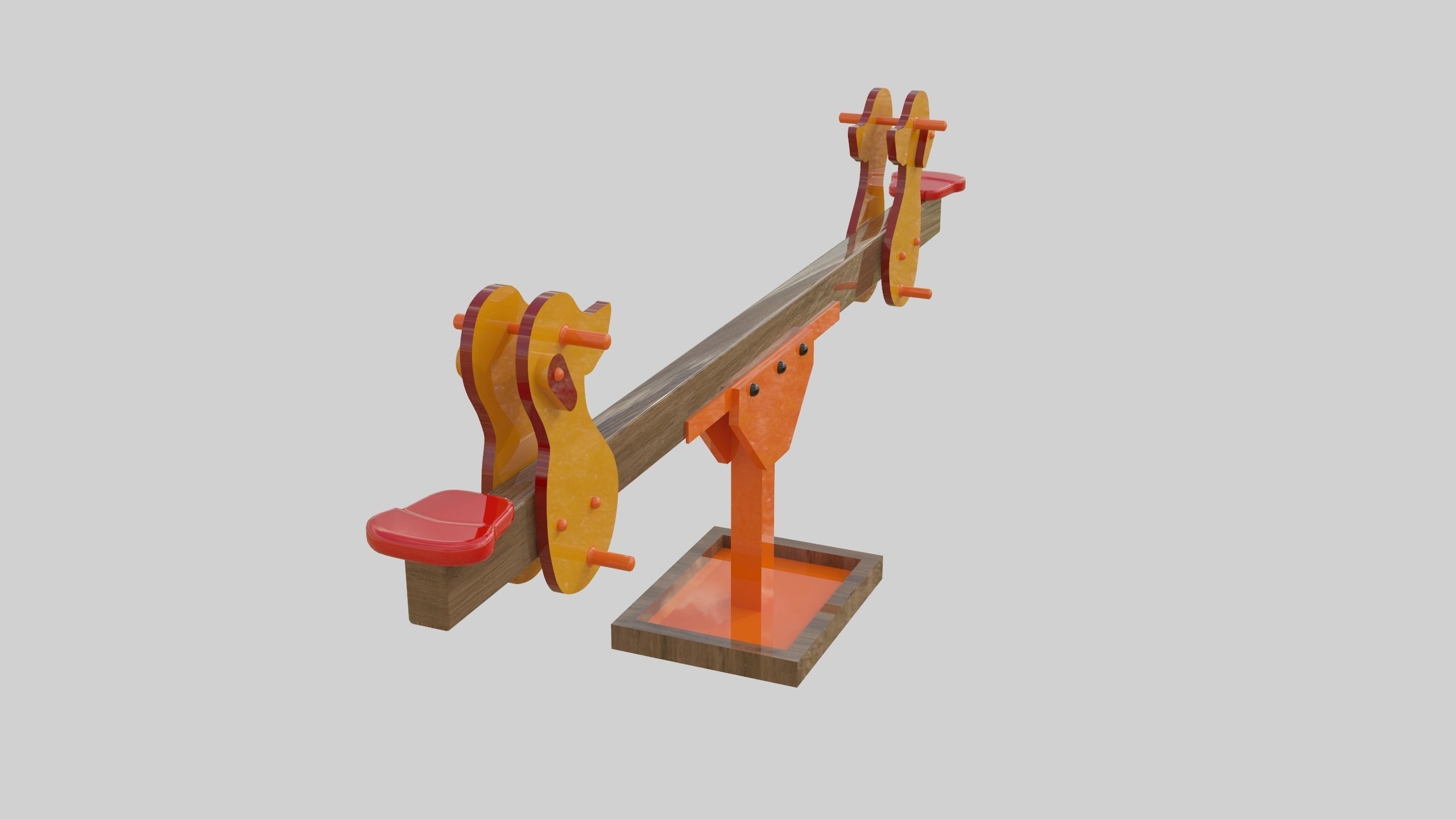 Playground Wooden Seesaw Teeter Totter - 03 Low-poly 3D model_22