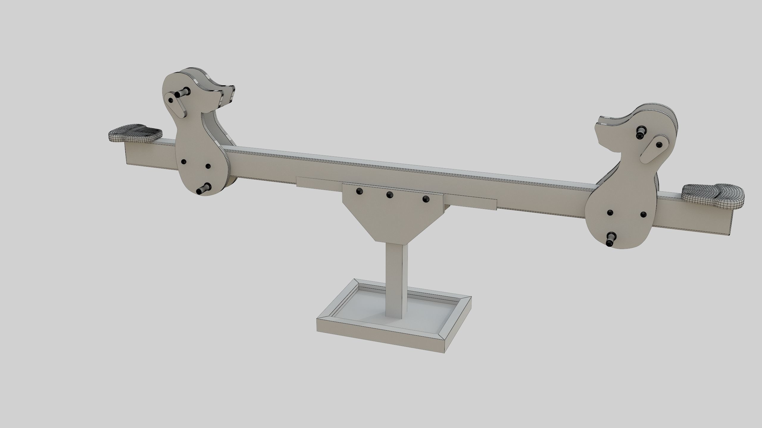 Playground Wooden Seesaw Teeter Totter - 03 Low-poly 3D model_41