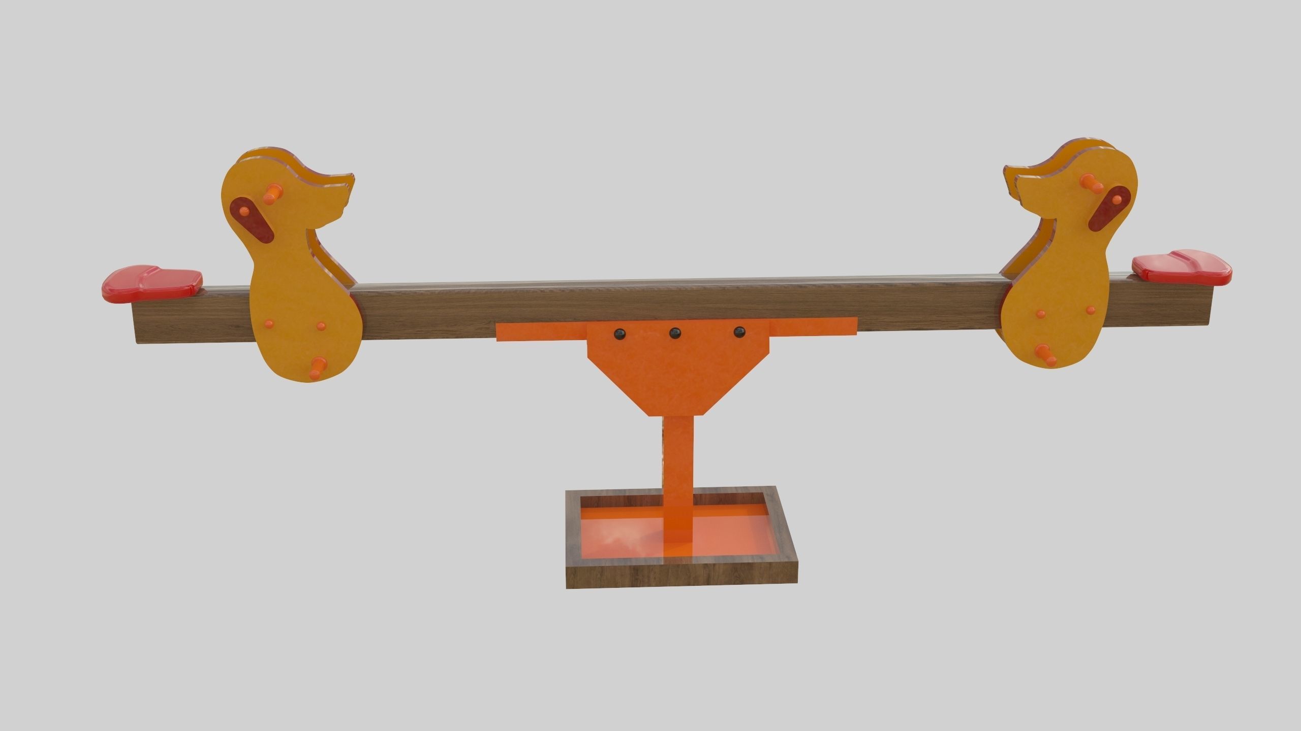 Playground Wooden Seesaw Teeter Totter - 03 Low-poly 3D model_16