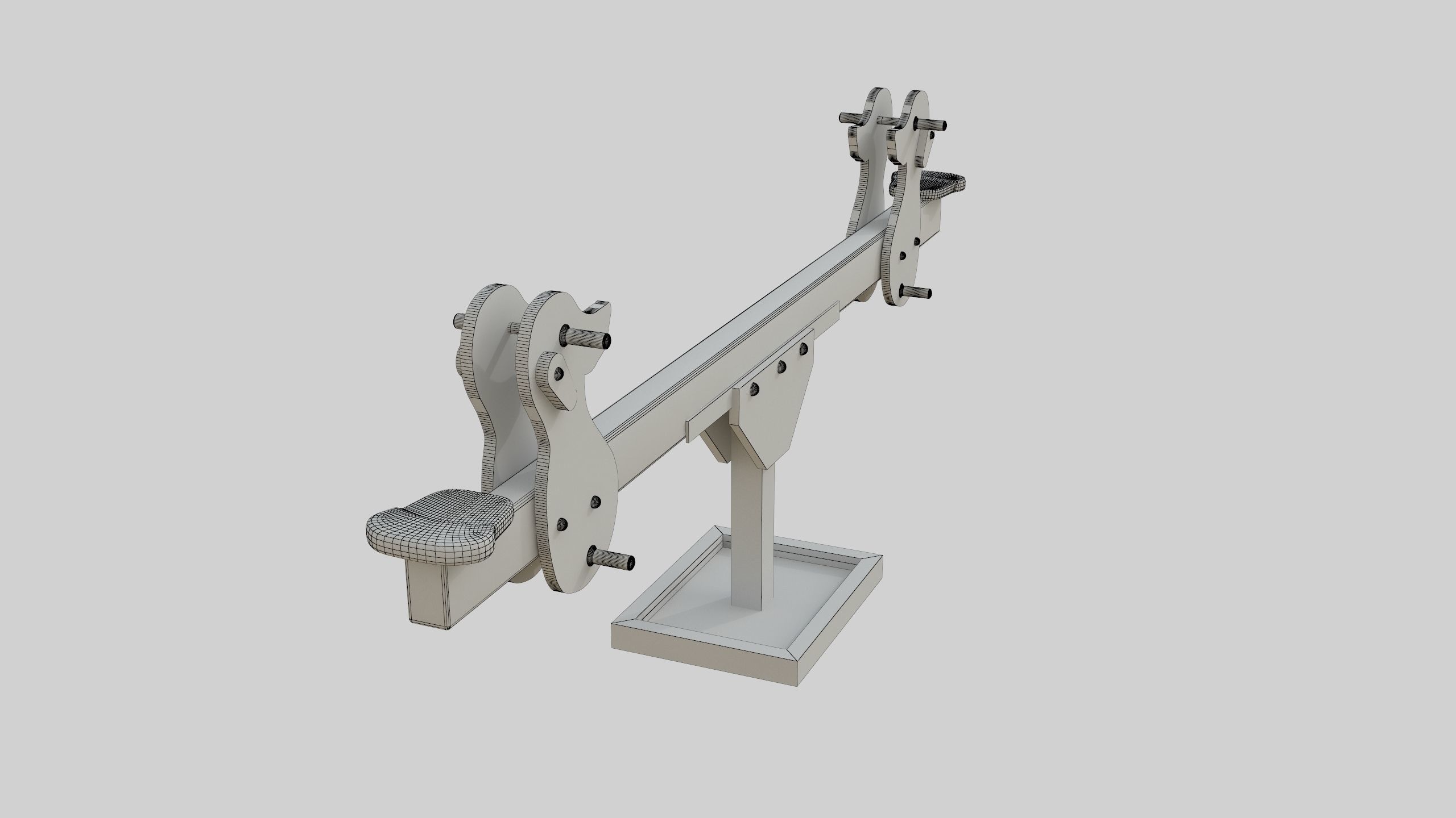 Playground Wooden Seesaw Teeter Totter - 03 Low-poly 3D model_42