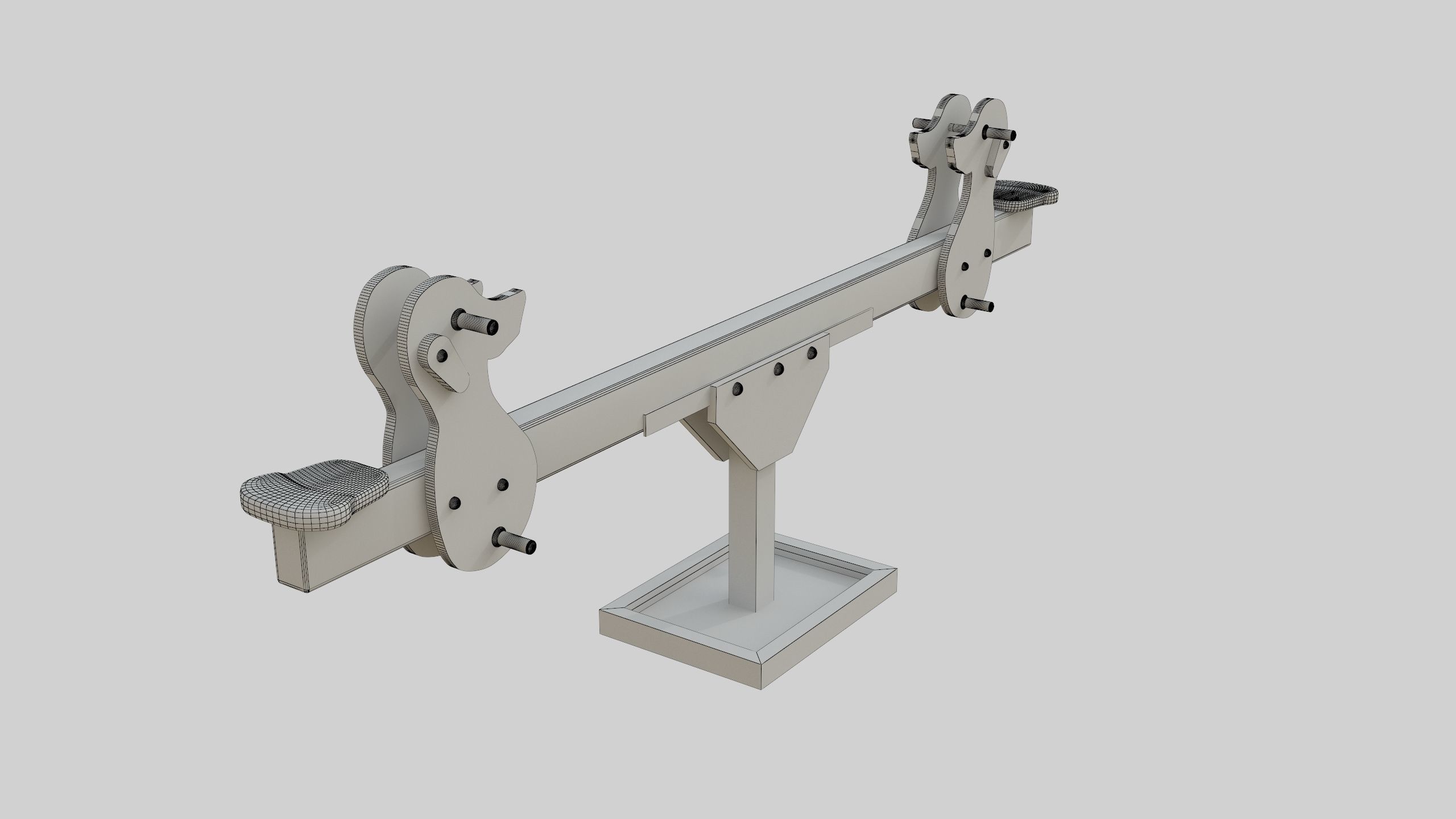 Playground Wooden Seesaw Teeter Totter - 03 Low-poly 3D model_43