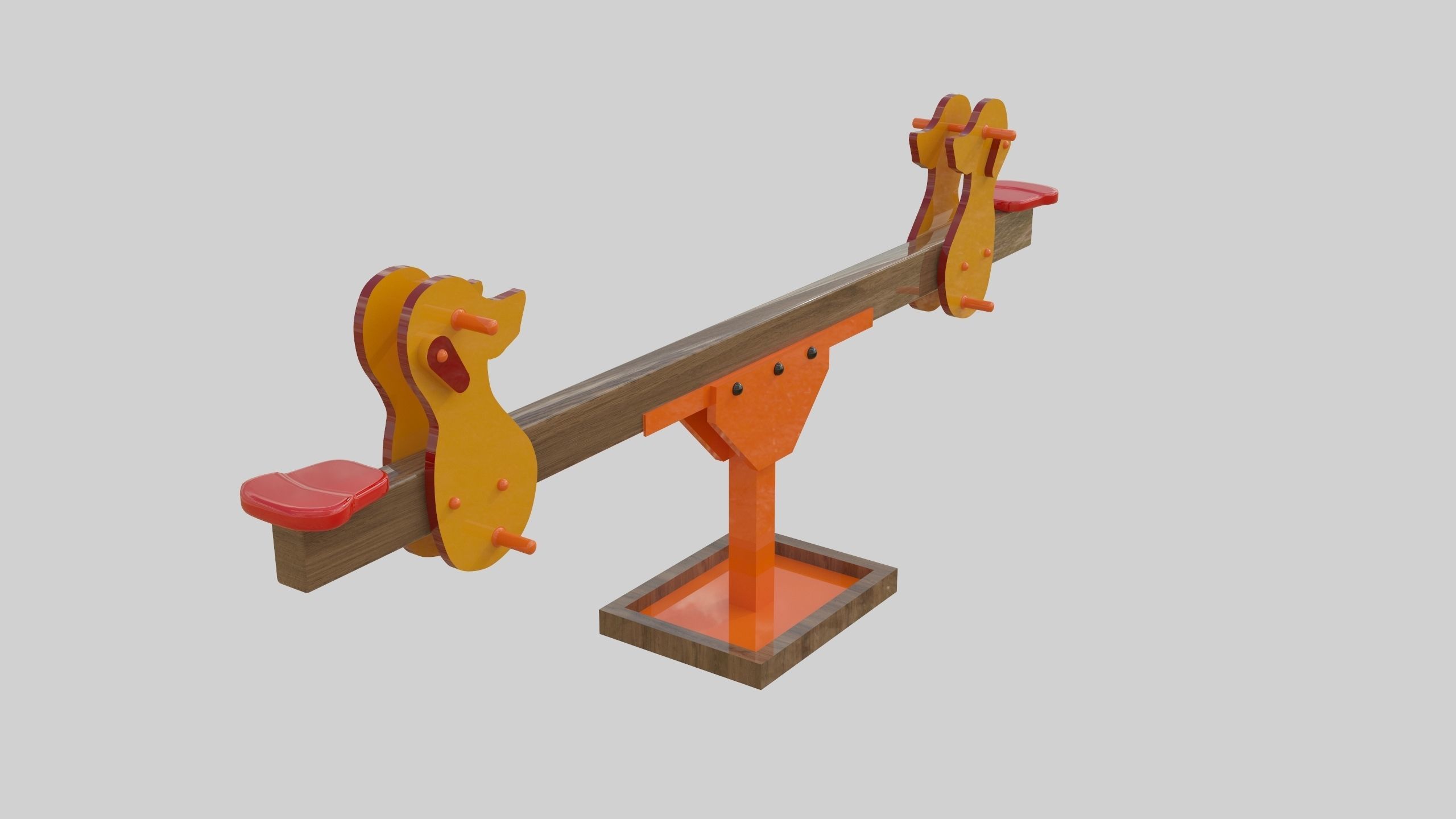 Playground Wooden Seesaw Teeter Totter - 03 Low-poly 3D model_23