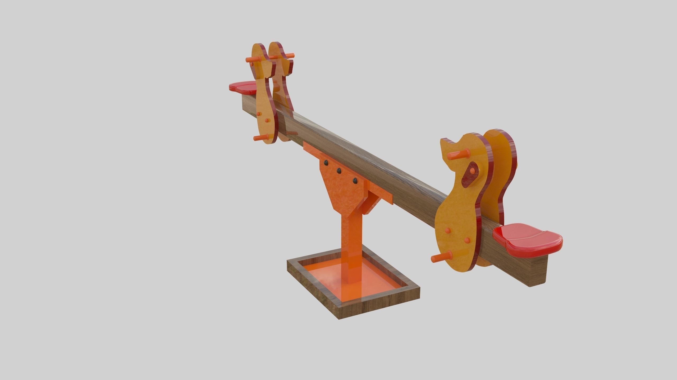 Playground Wooden Seesaw Teeter Totter - 03 Low-poly 3D model_19