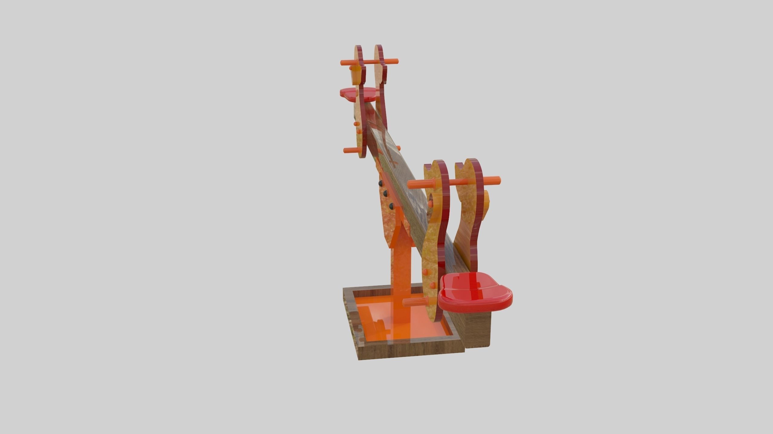 Playground Wooden Seesaw Teeter Totter - 03 Low-poly 3D model_20