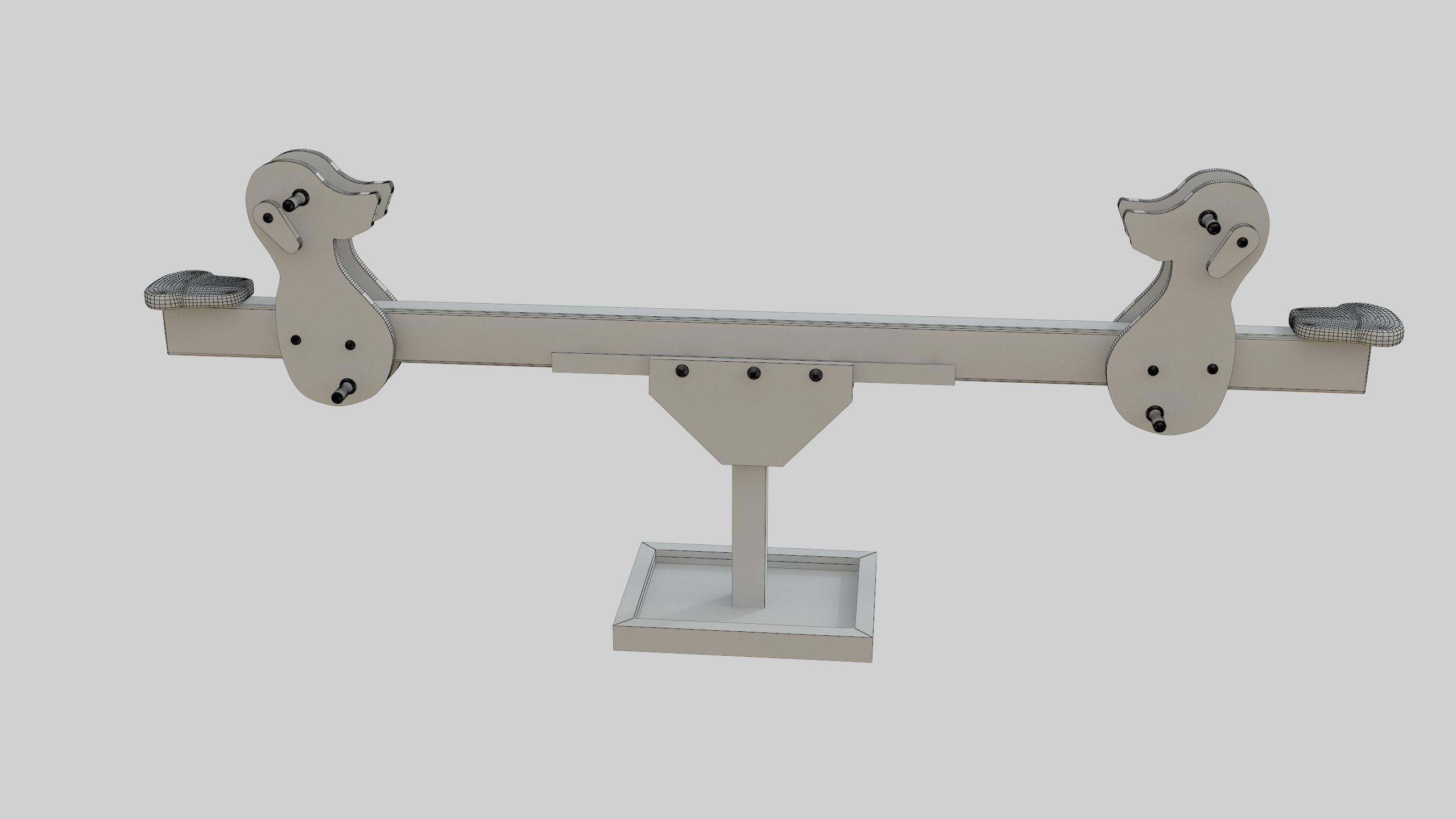 Playground Wooden Seesaw Teeter Totter - 03 Low-poly 3D model_36