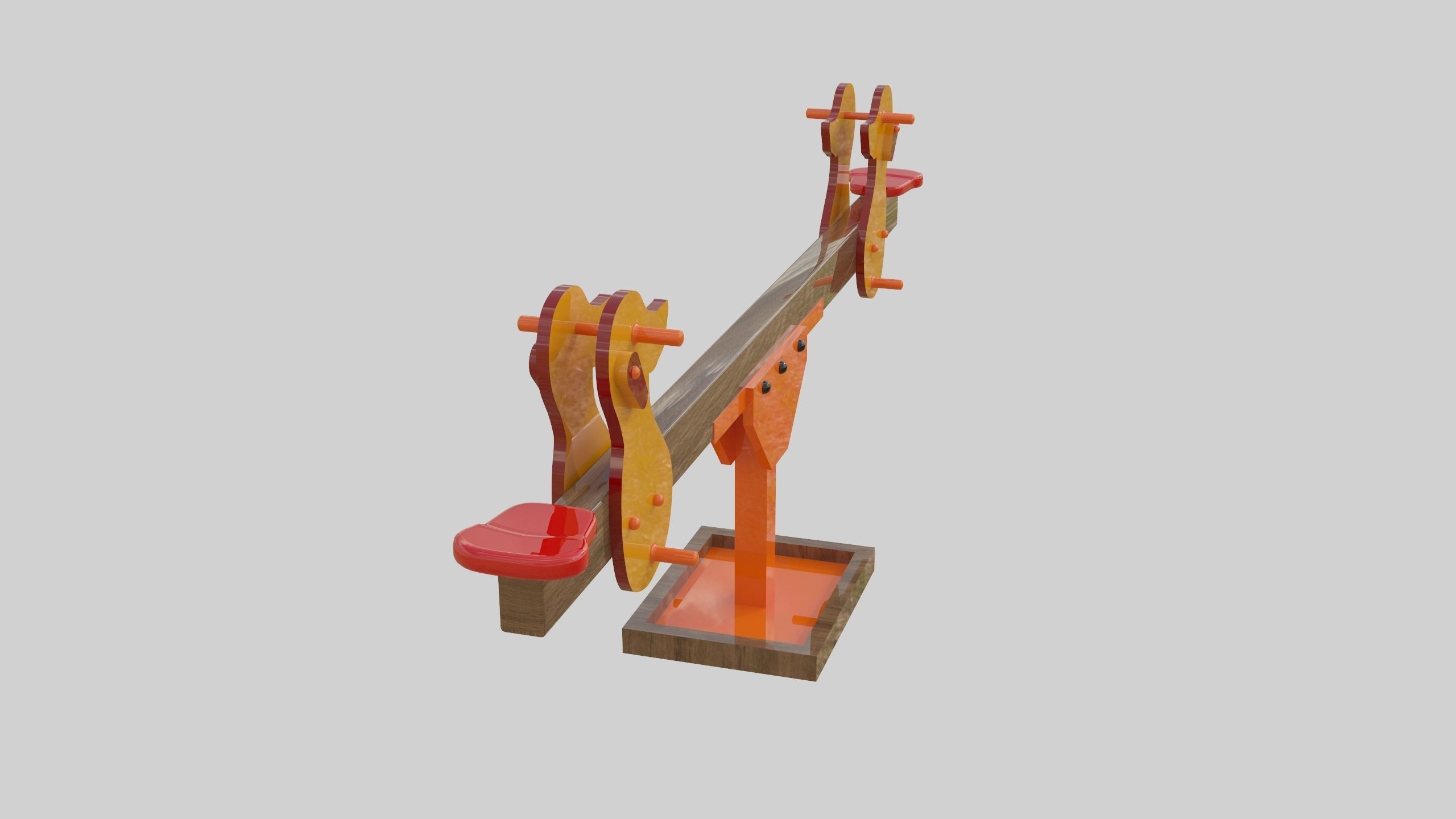 Playground Wooden Seesaw Teeter Totter - 03 Low-poly 3D model_13