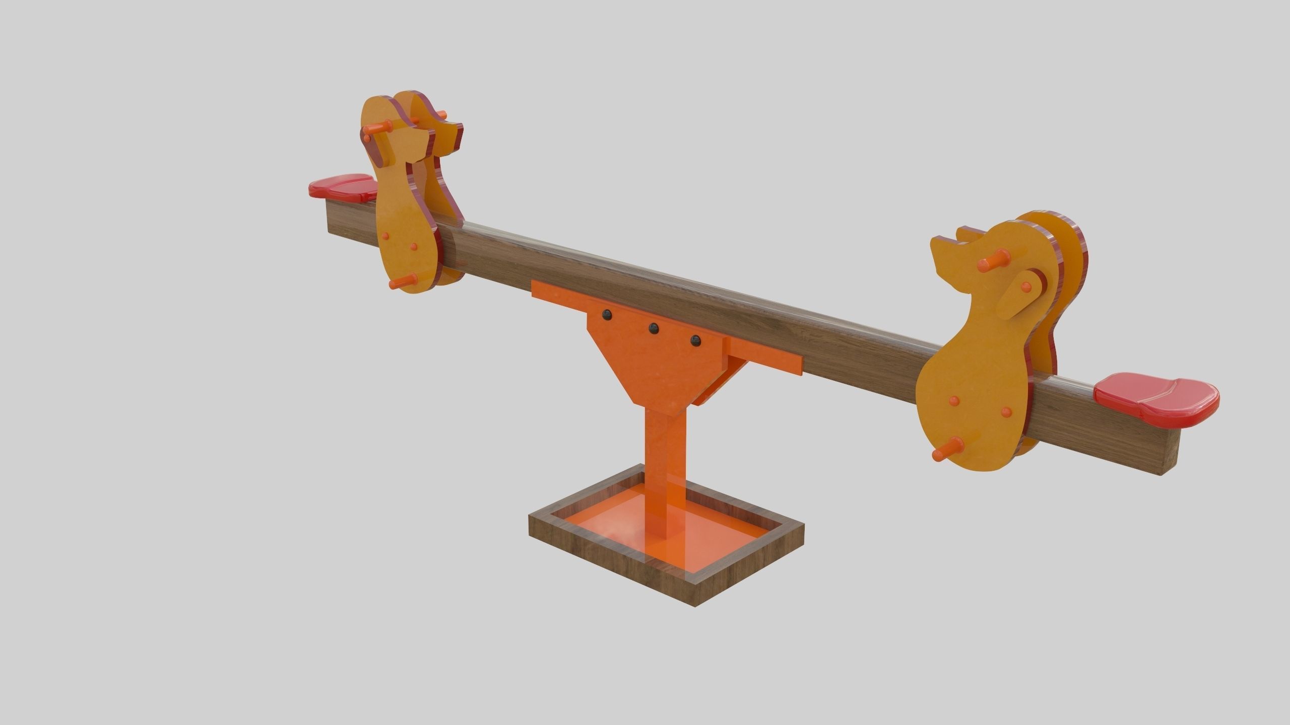 Playground Wooden Seesaw Teeter Totter - 03 Low-poly 3D model_10