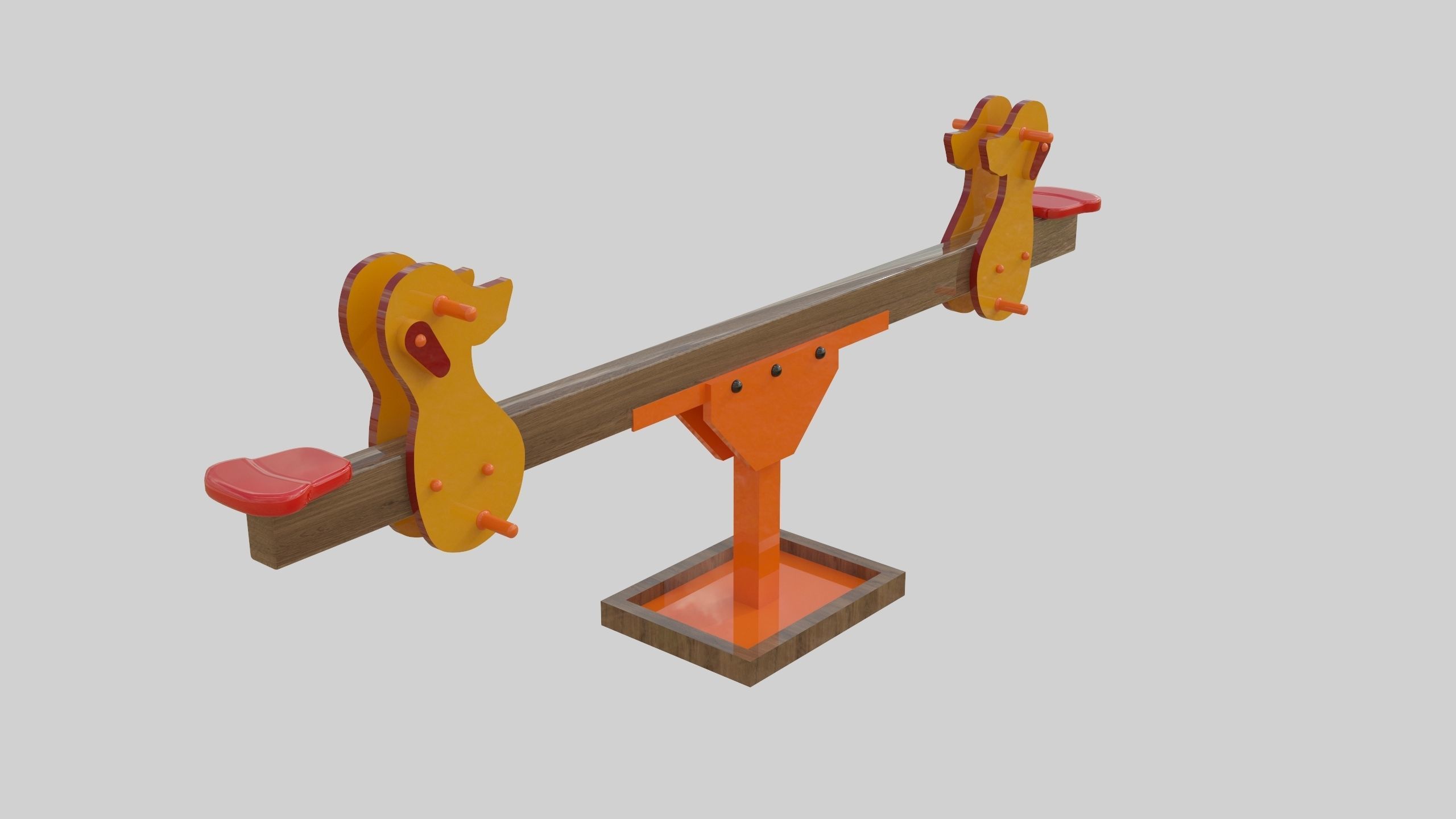 Playground Wooden Seesaw Teeter Totter - 03 Low-poly 3D model_14