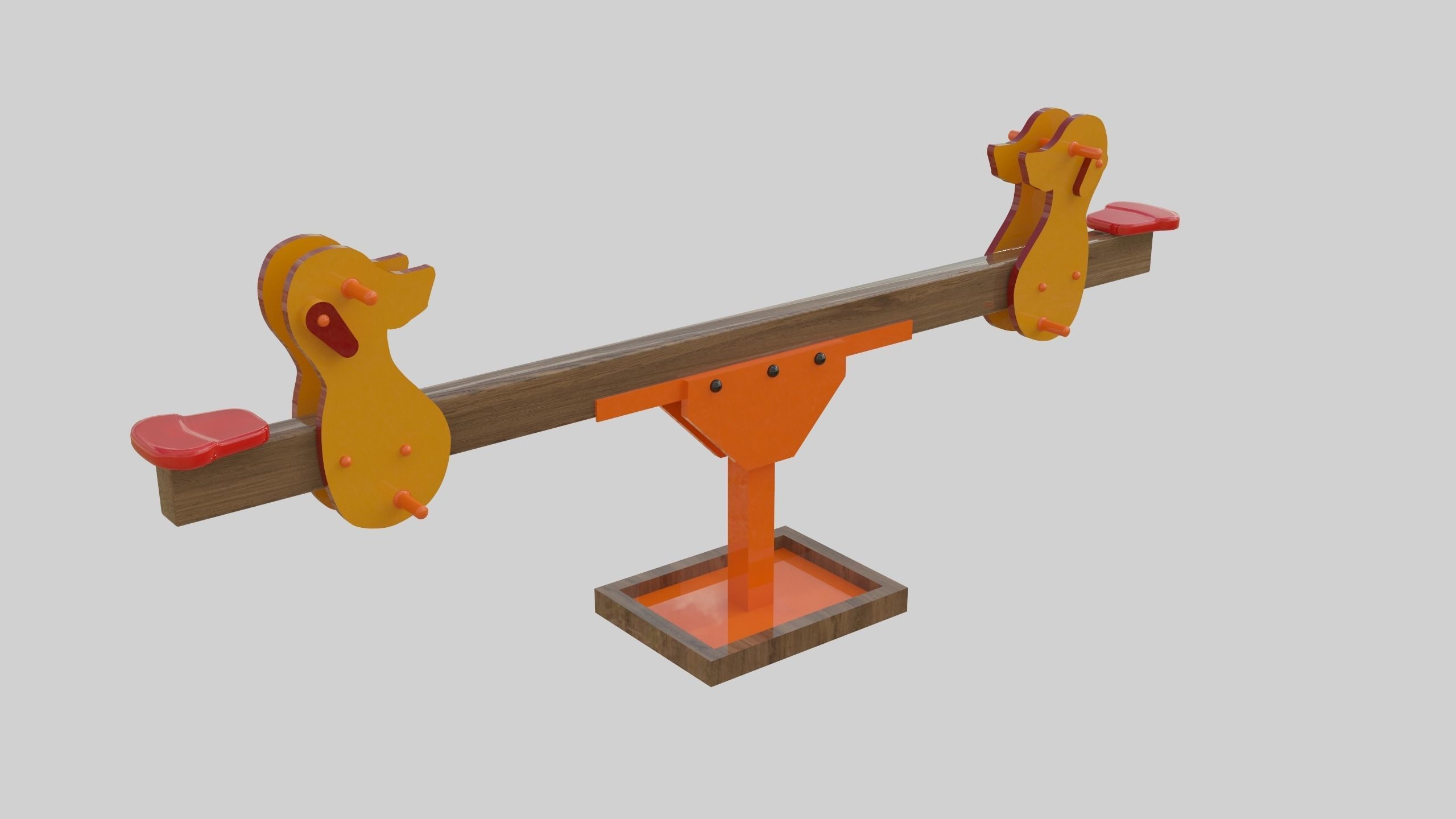 Playground Wooden Seesaw Teeter Totter - 03 Low-poly 3D model_26
