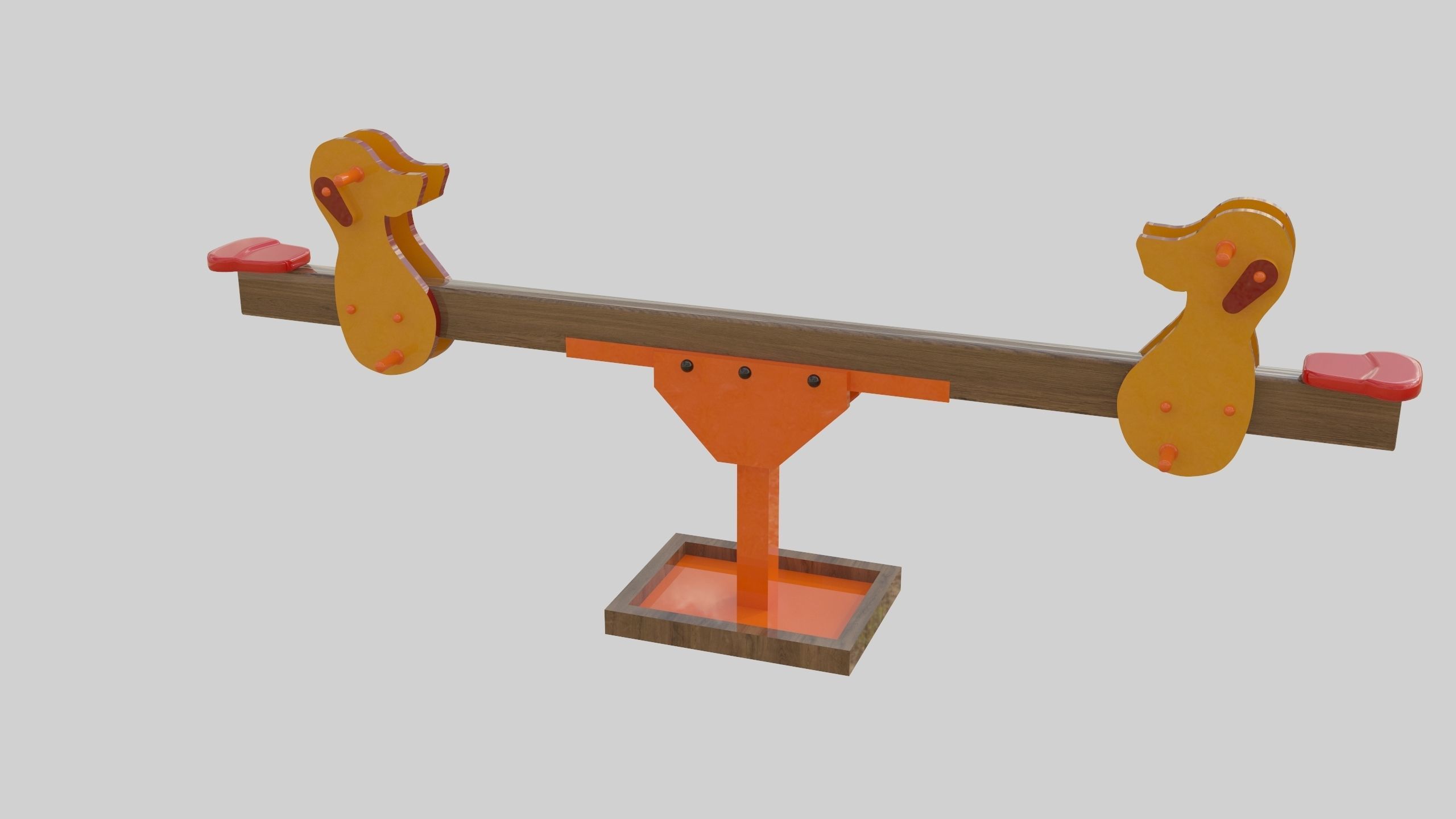Playground Wooden Seesaw Teeter Totter - 03 Low-poly 3D model_17