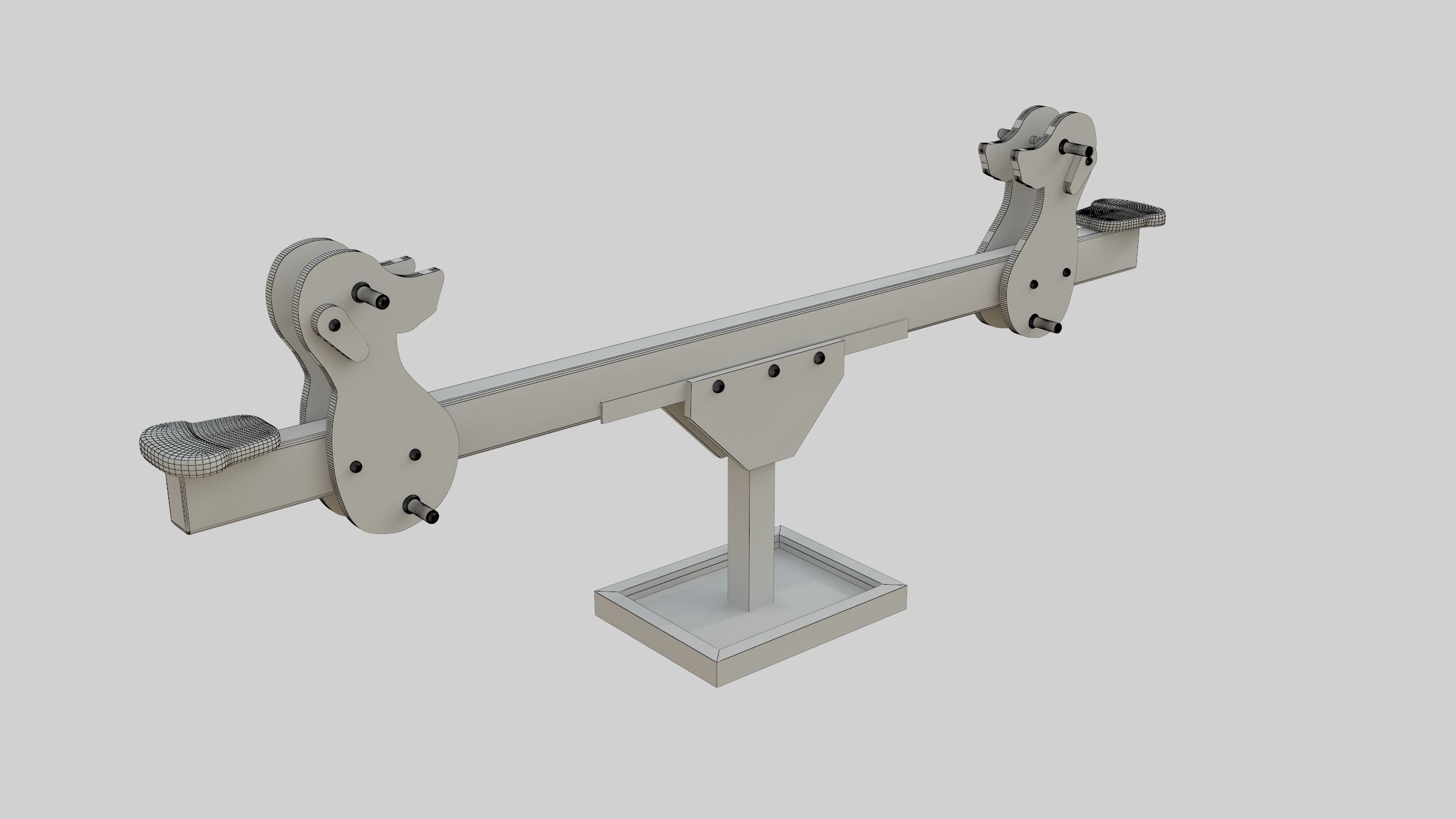 Playground Wooden Seesaw Teeter Totter - 03 Low-poly 3D model_47