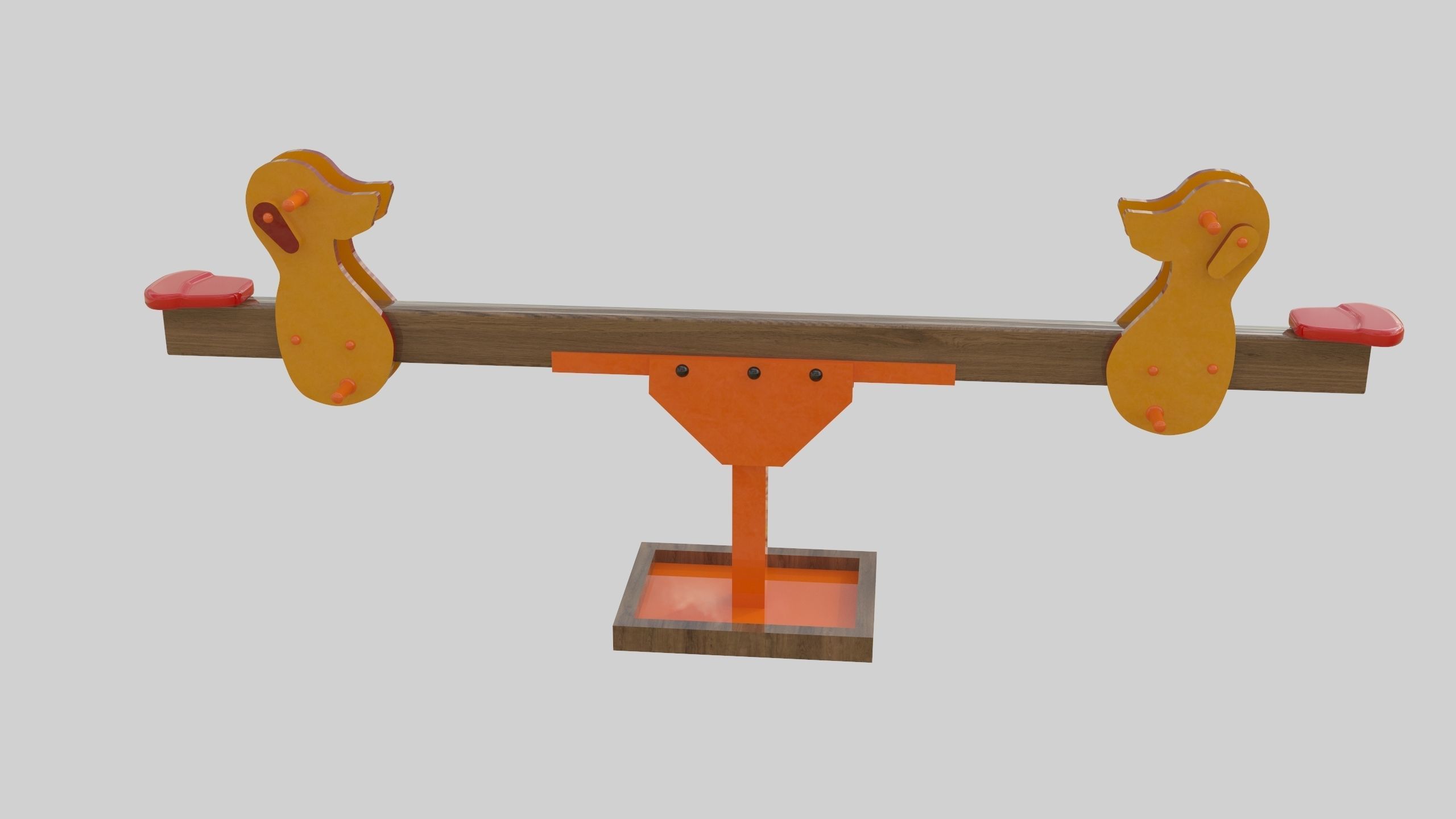 Playground Wooden Seesaw Teeter Totter - 03 Low-poly 3D model_8