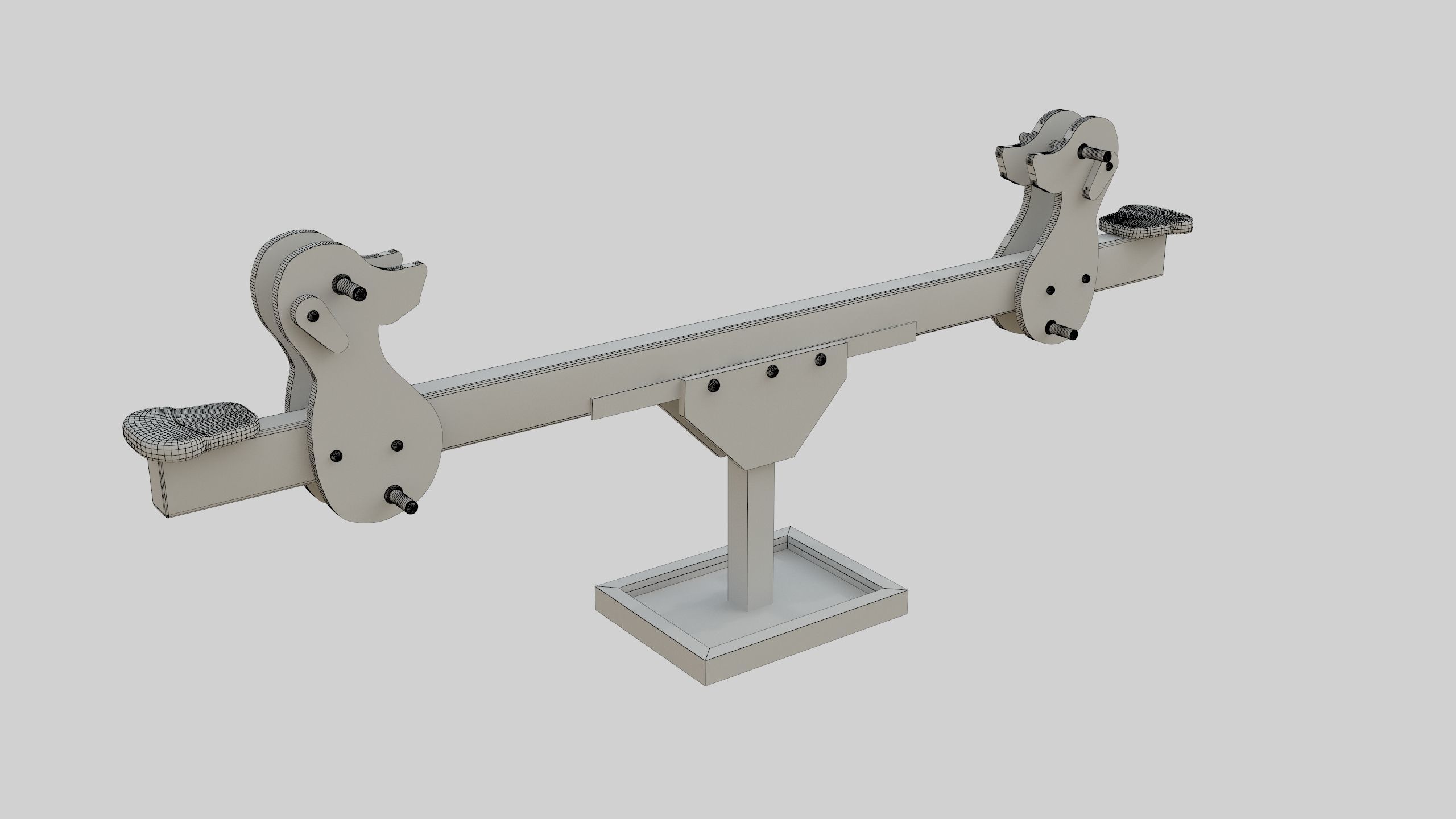 Playground Wooden Seesaw Teeter Totter - 03 Low-poly 3D model_29
