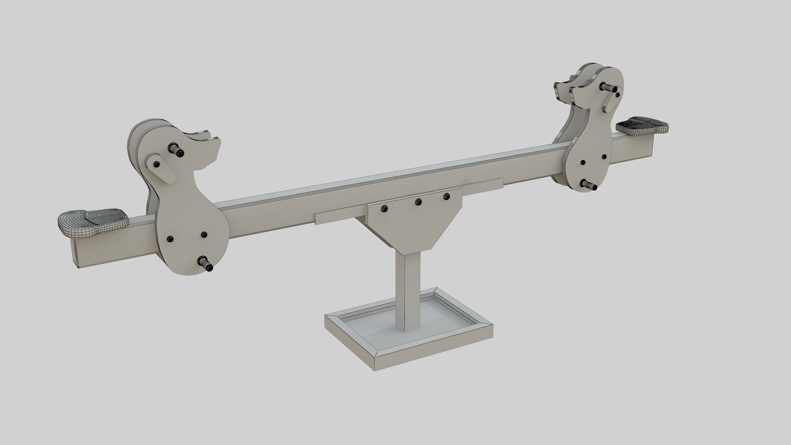 Playground Wooden Seesaw Teeter Totter - 03 Low-poly 3D model_30