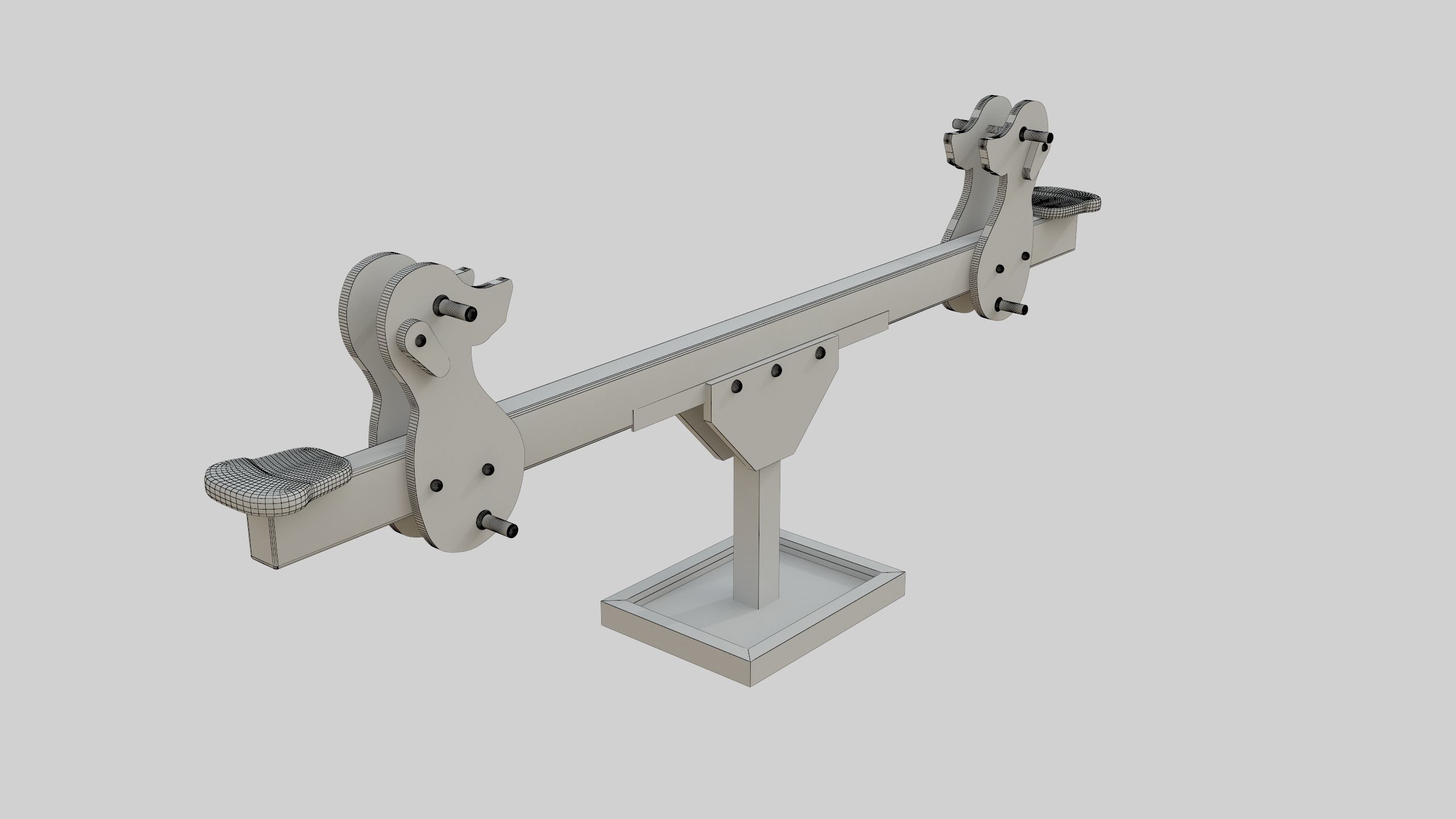 Playground Wooden Seesaw Teeter Totter - 03 Low-poly 3D model_44