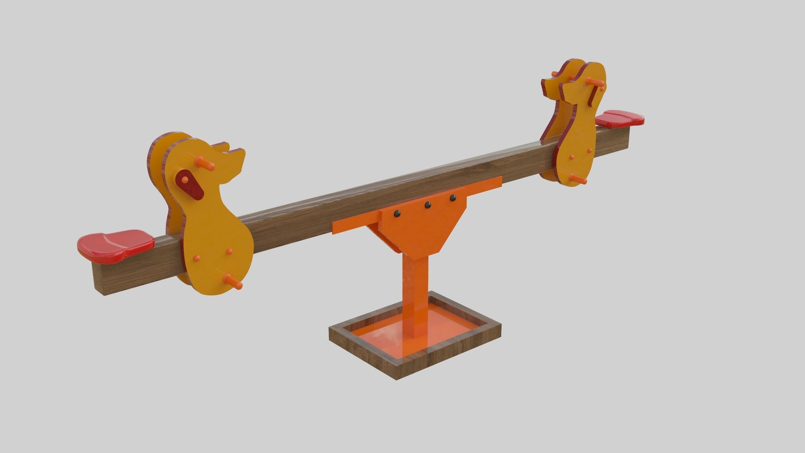 Playground Wooden Seesaw Teeter Totter - 03 Low-poly 3D model_25