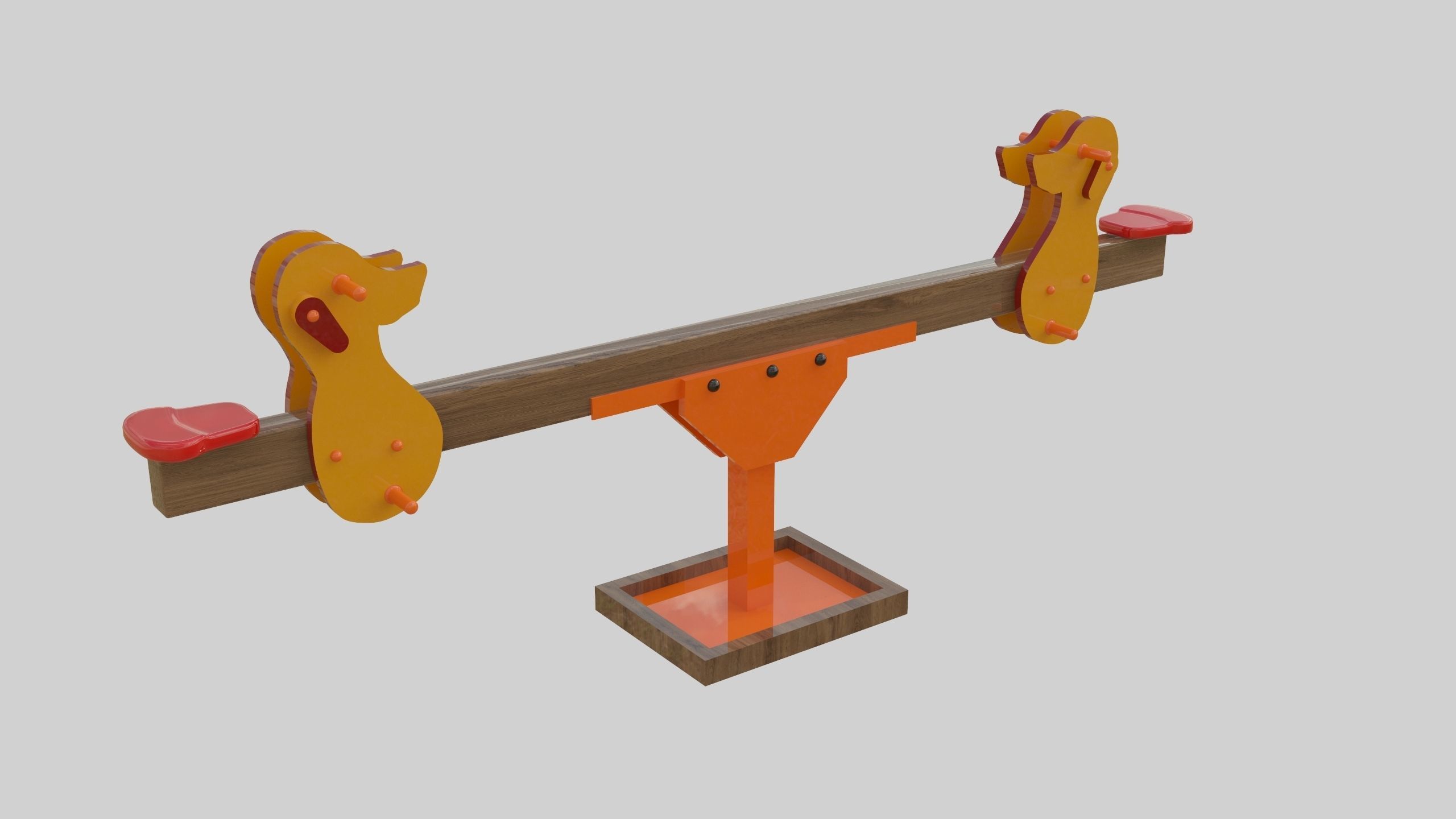 Playground Wooden Seesaw Teeter Totter - 03 Low-poly 3D model_2