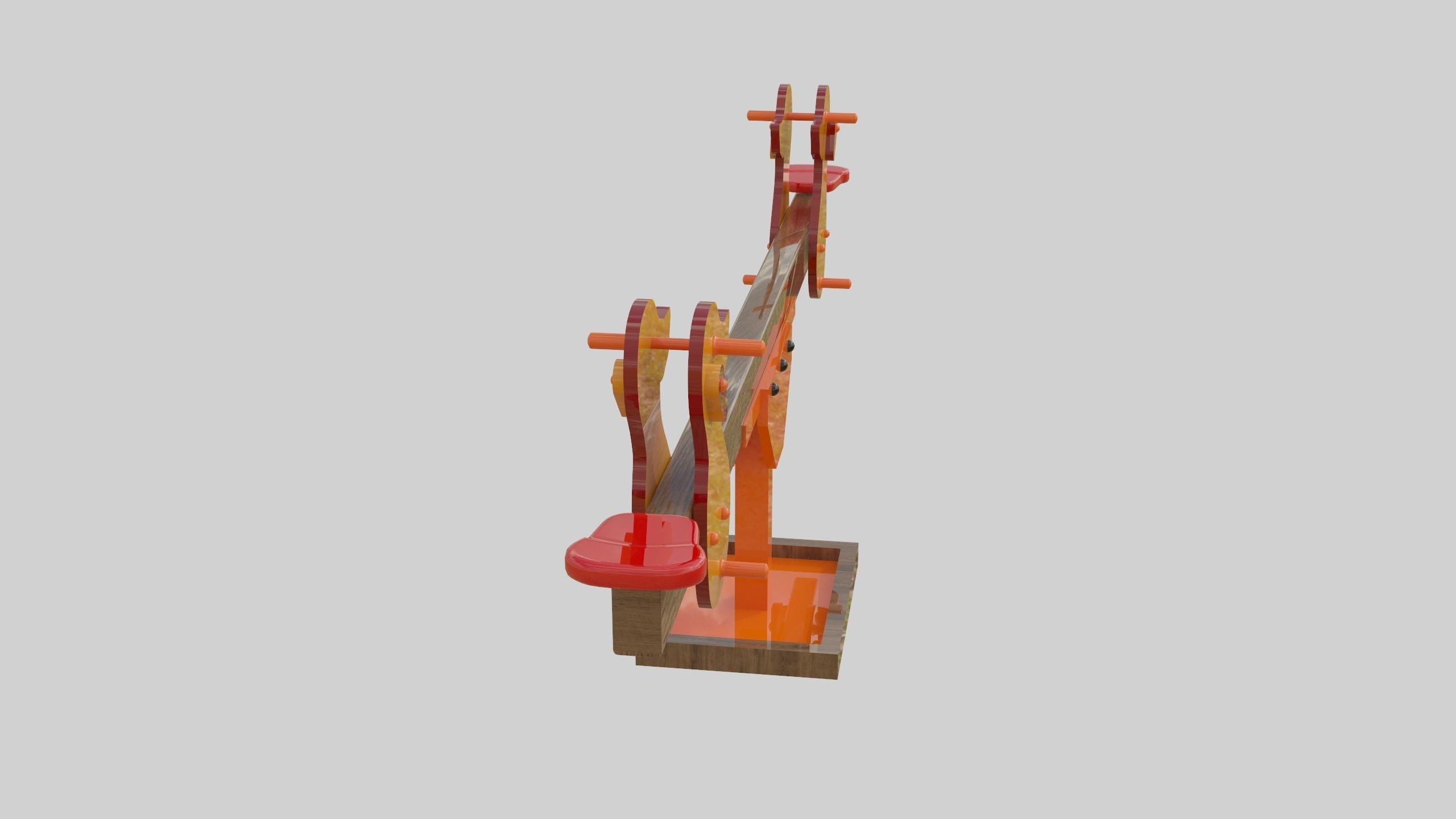 Playground Wooden Seesaw Teeter Totter - 03 Low-poly 3D model_21