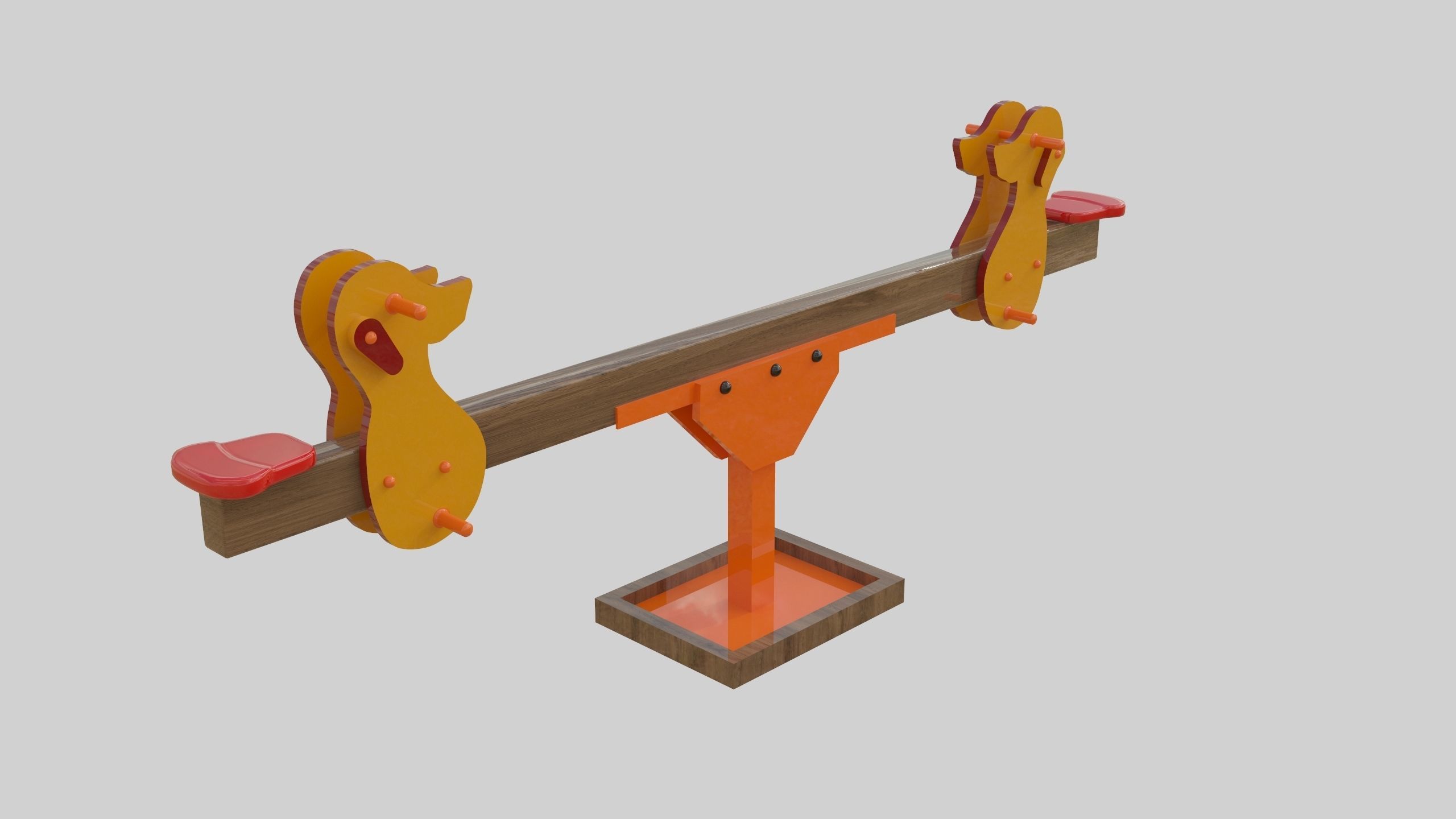 Playground Wooden Seesaw Teeter Totter - 03 Low-poly 3D model_24