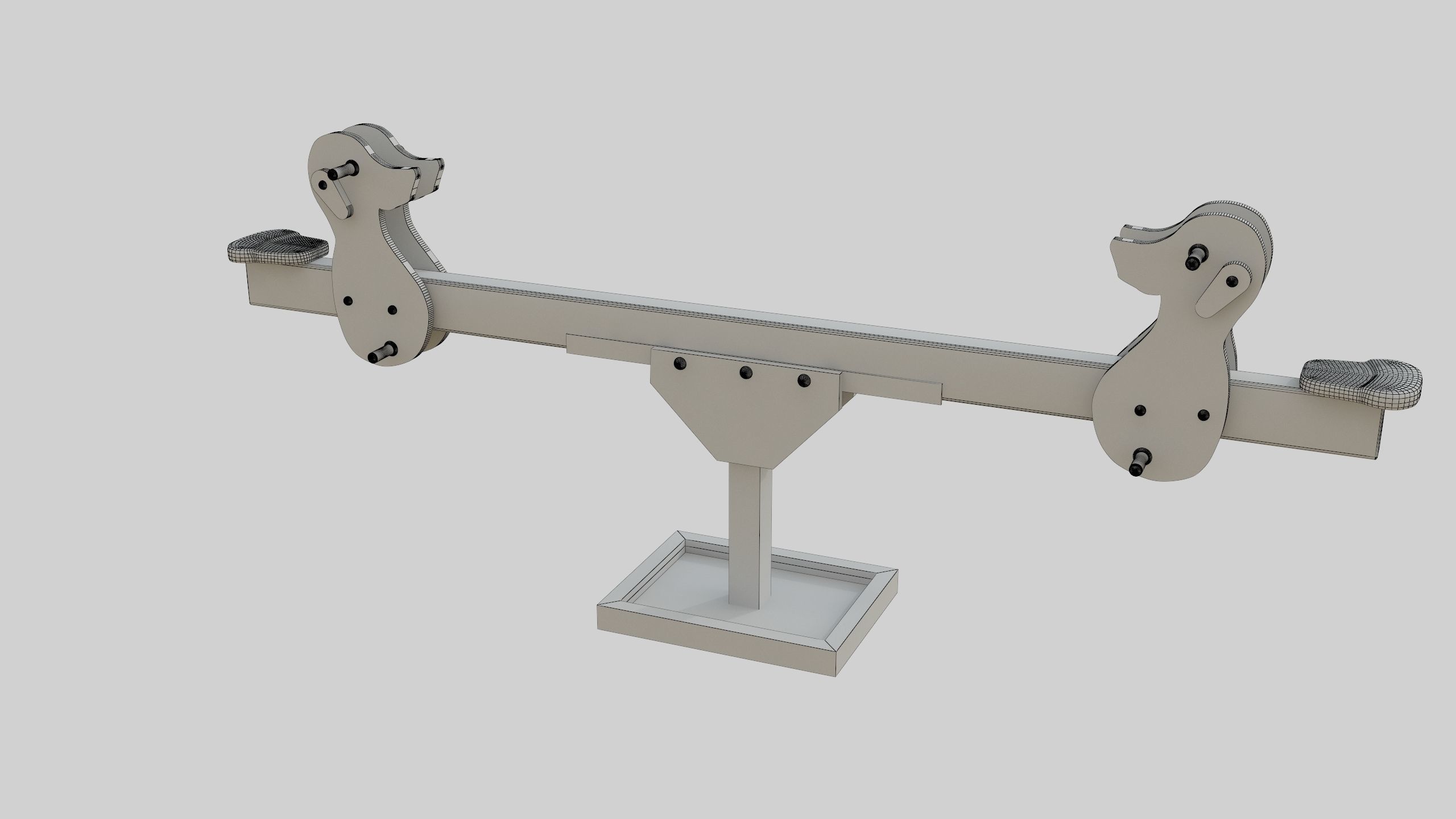 Playground Wooden Seesaw Teeter Totter - 03 Low-poly 3D model_33