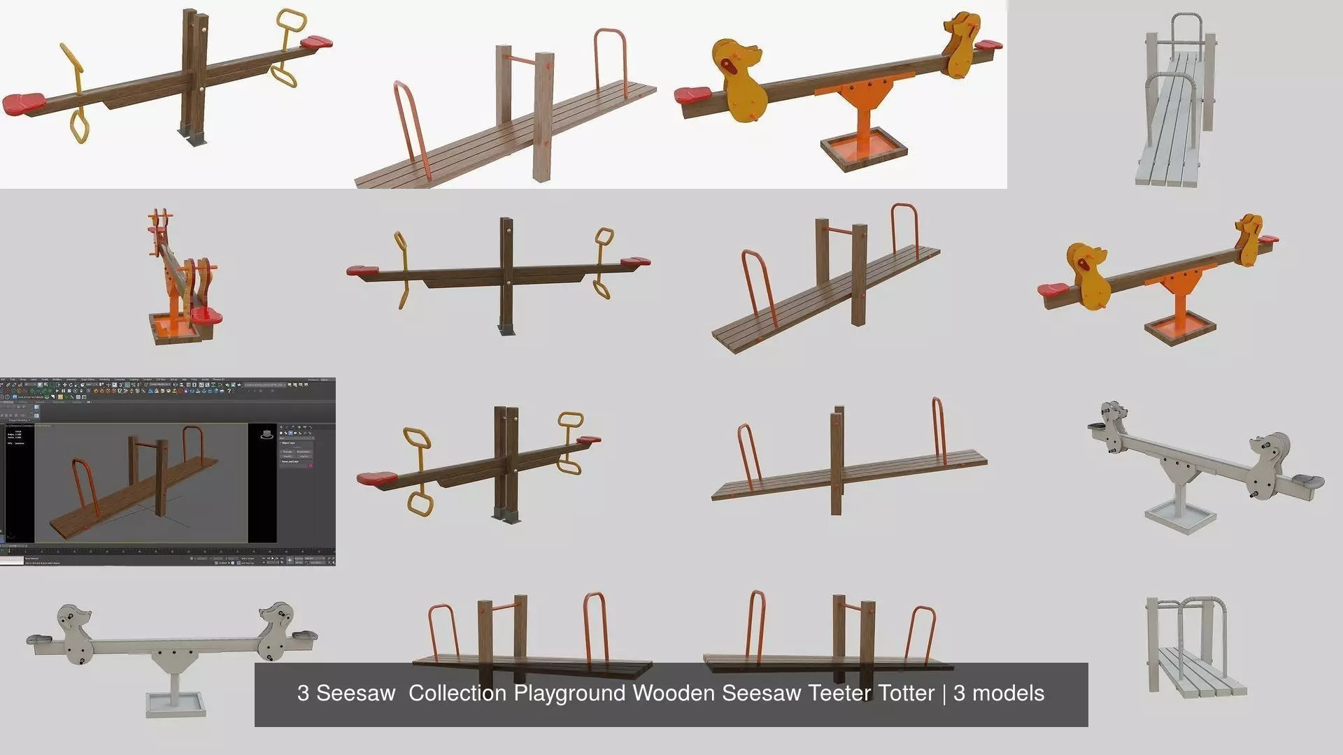 3 Seesaw  Collection Playground Wooden Seesaw Teeter Totter _1