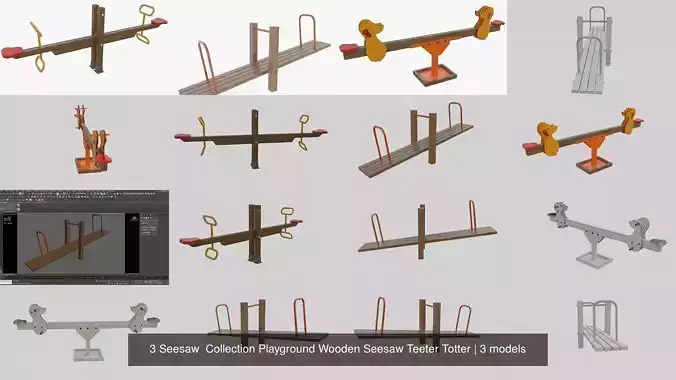 3 Seesaw  Collection Playground Wooden Seesaw Teeter Totter