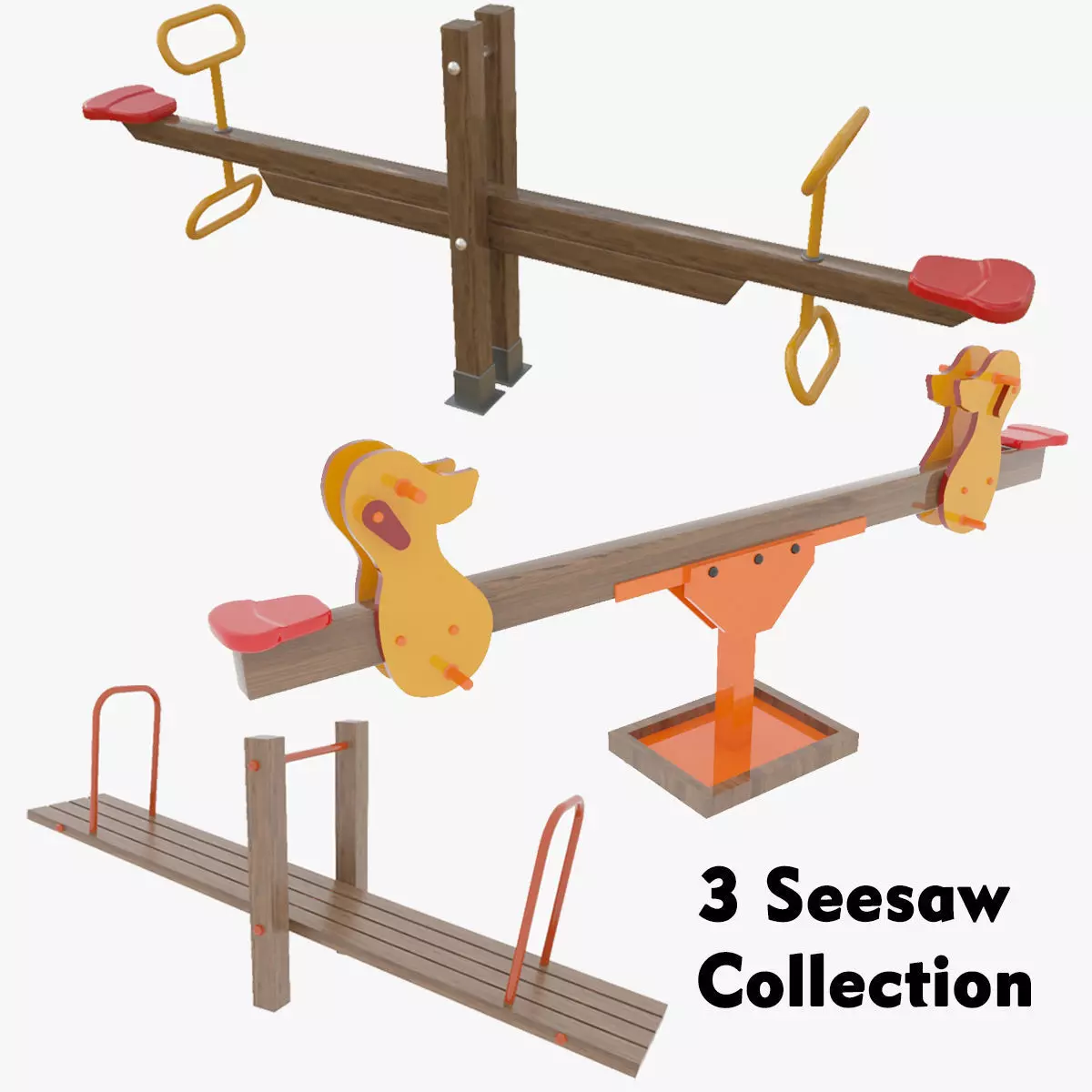 3 Seesaw  Collection Playground Wooden Seesaw Teeter Totter _0