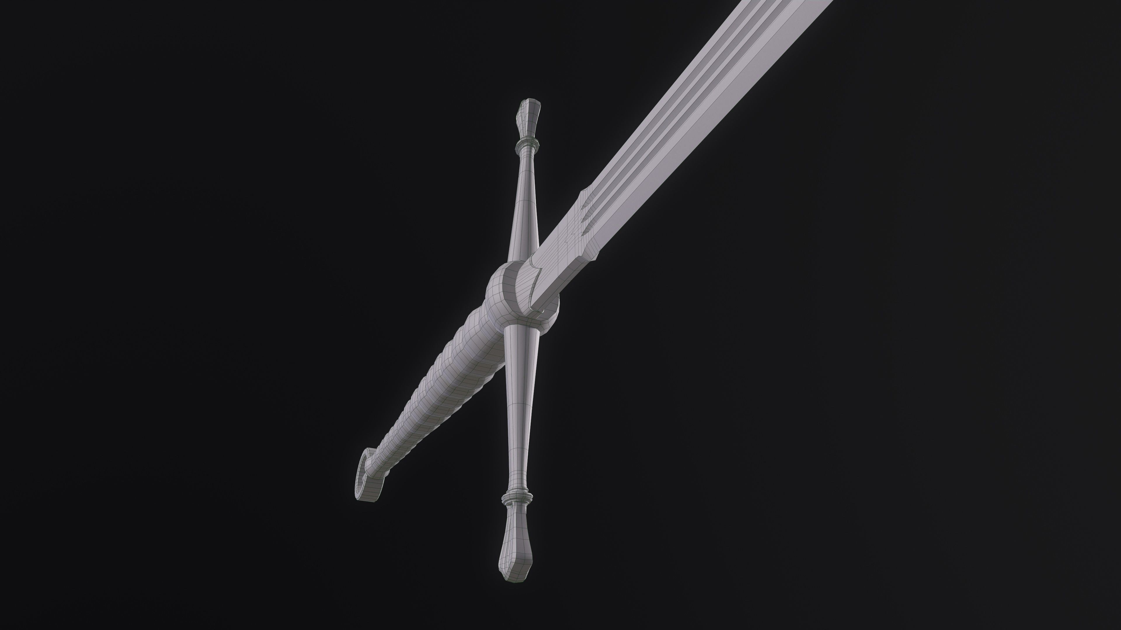 Gallowglass Claymore - A Scottish-Irish Greatsword Low-poly 3D model_27