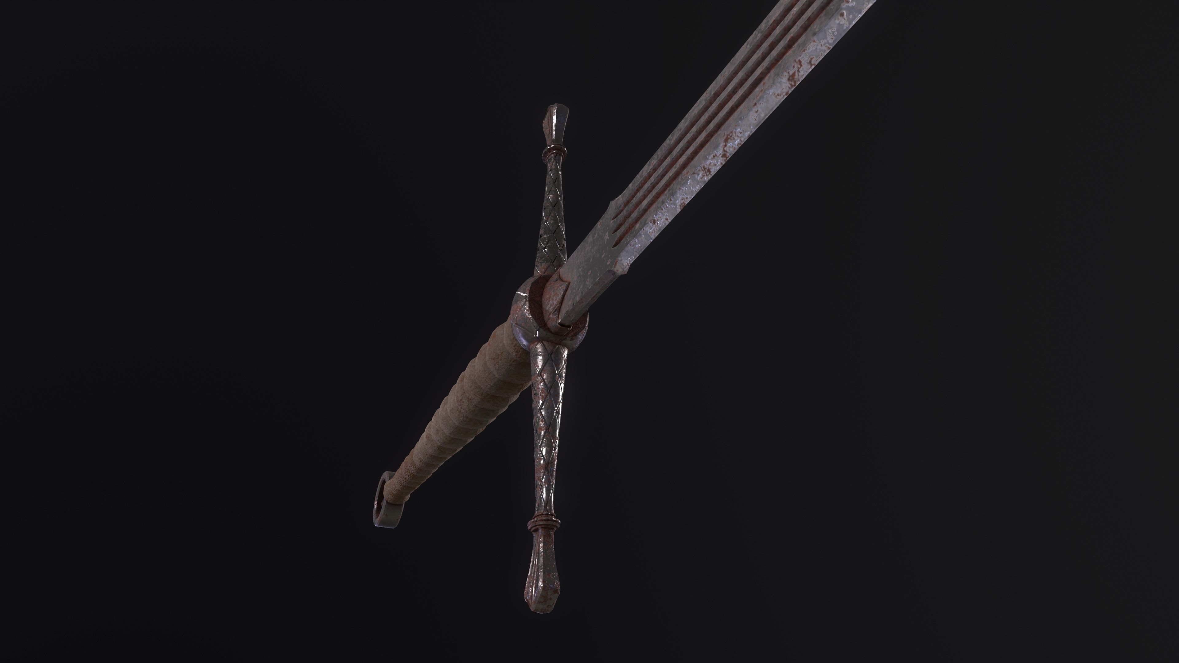 Gallowglass Claymore - A Scottish-Irish Greatsword Low-poly 3D model_12