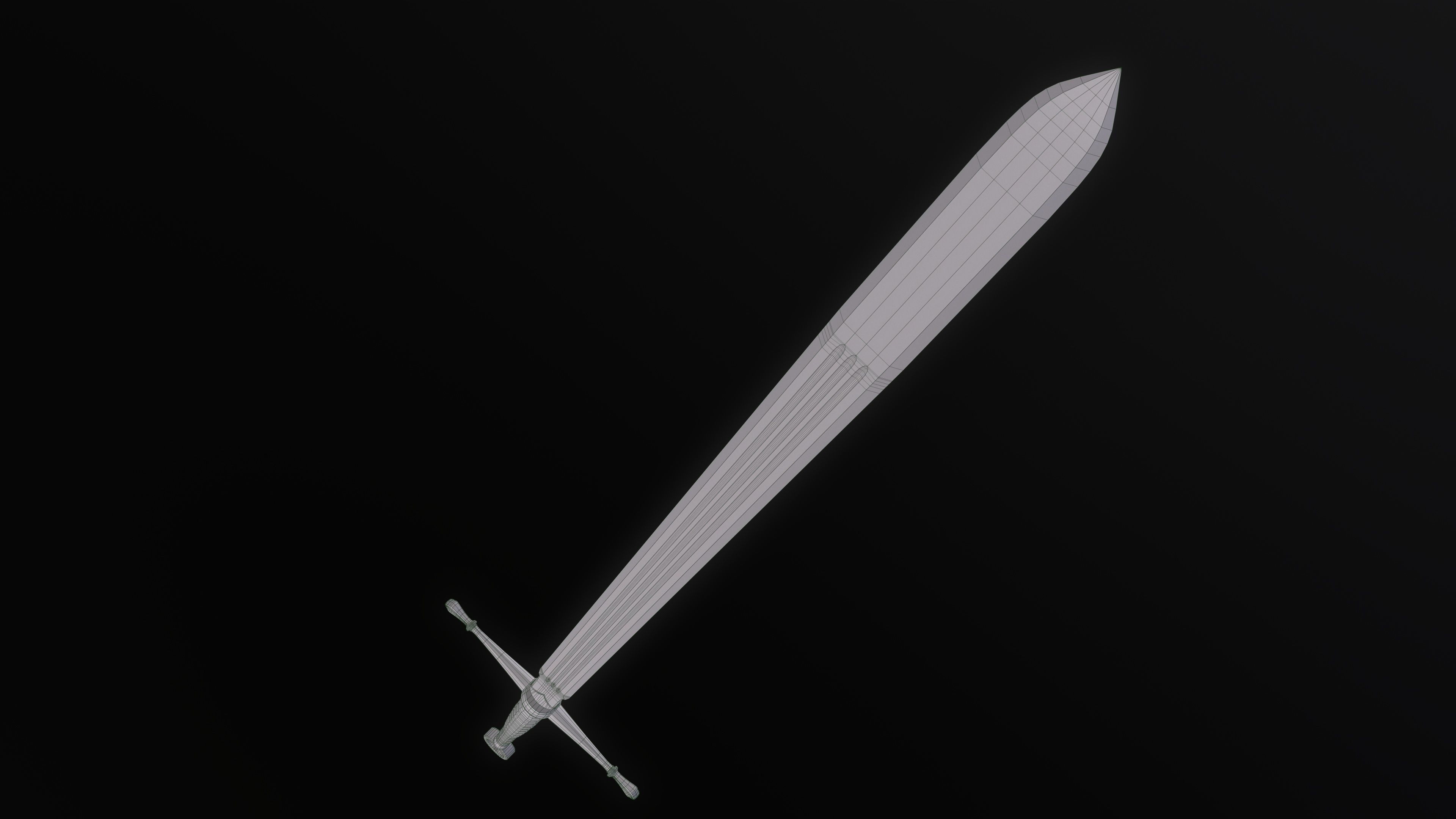 Gallowglass Claymore - A Scottish-Irish Greatsword Low-poly 3D model_30