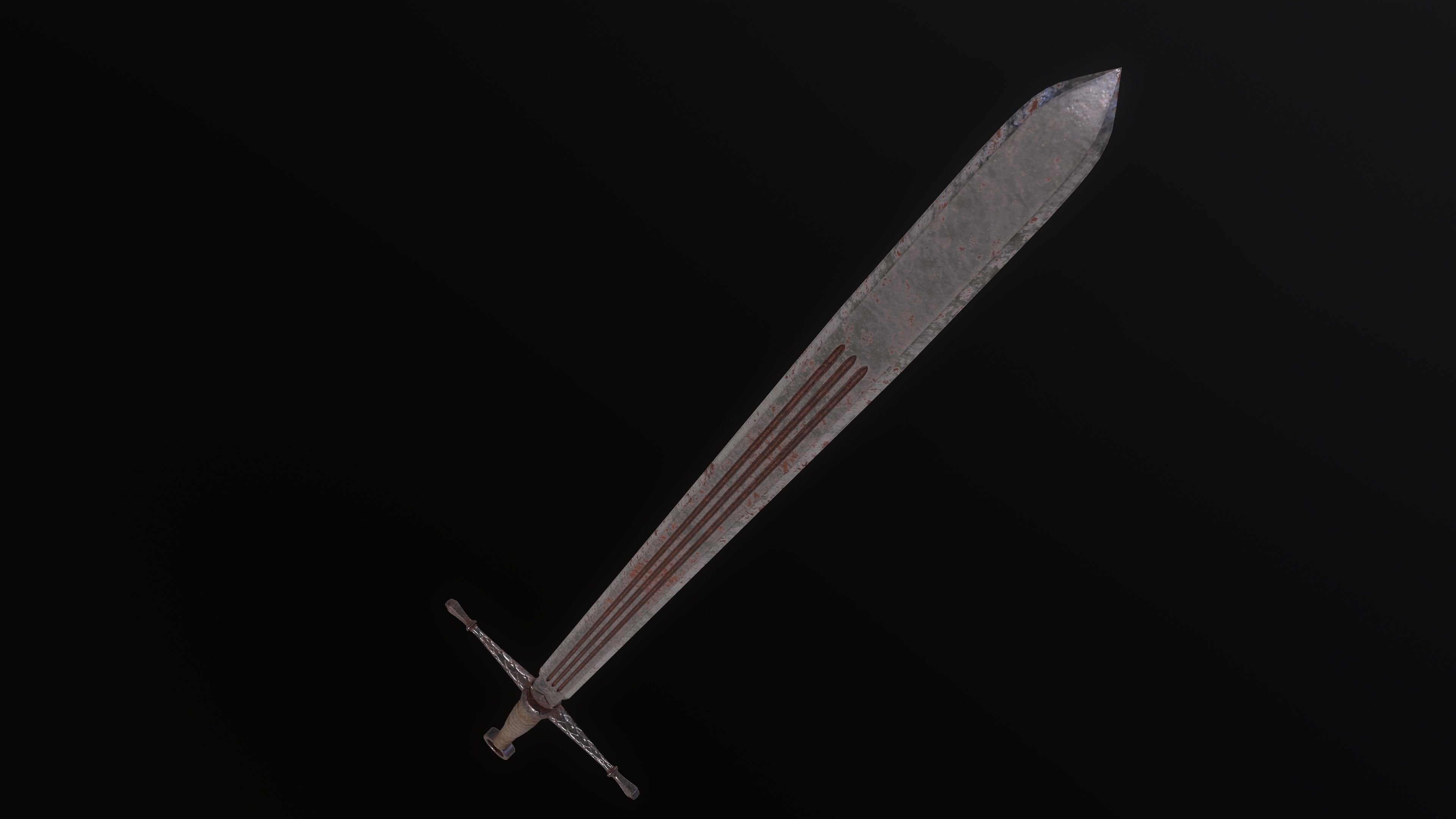 Gallowglass Claymore - A Scottish-Irish Greatsword Low-poly 3D model_24