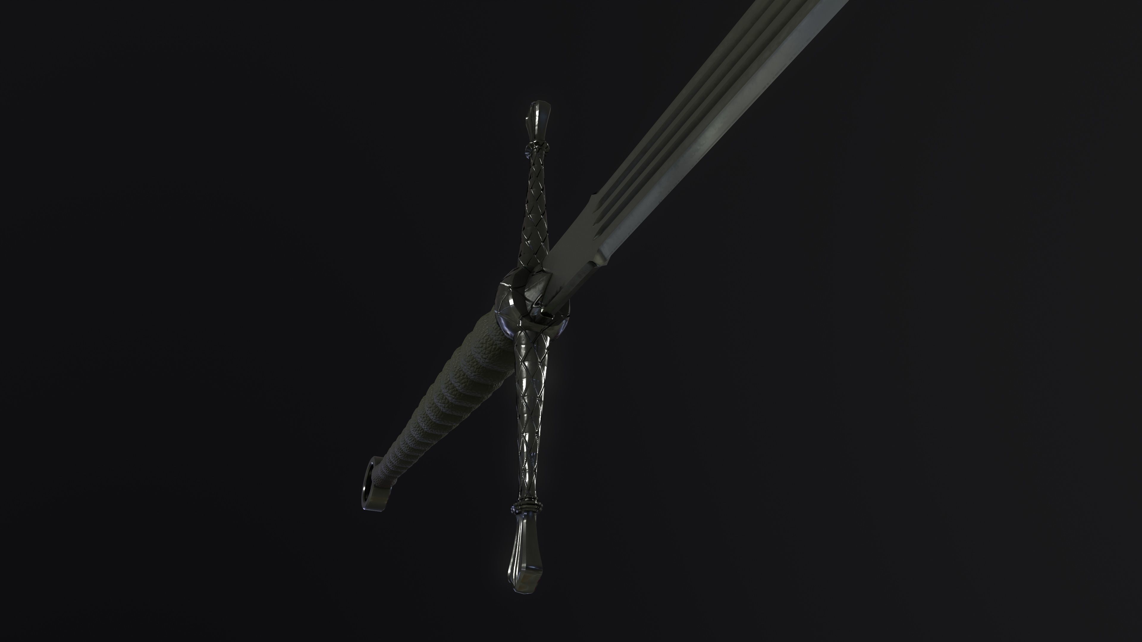 Gallowglass Claymore - A Scottish-Irish Greatsword Low-poly 3D model_11