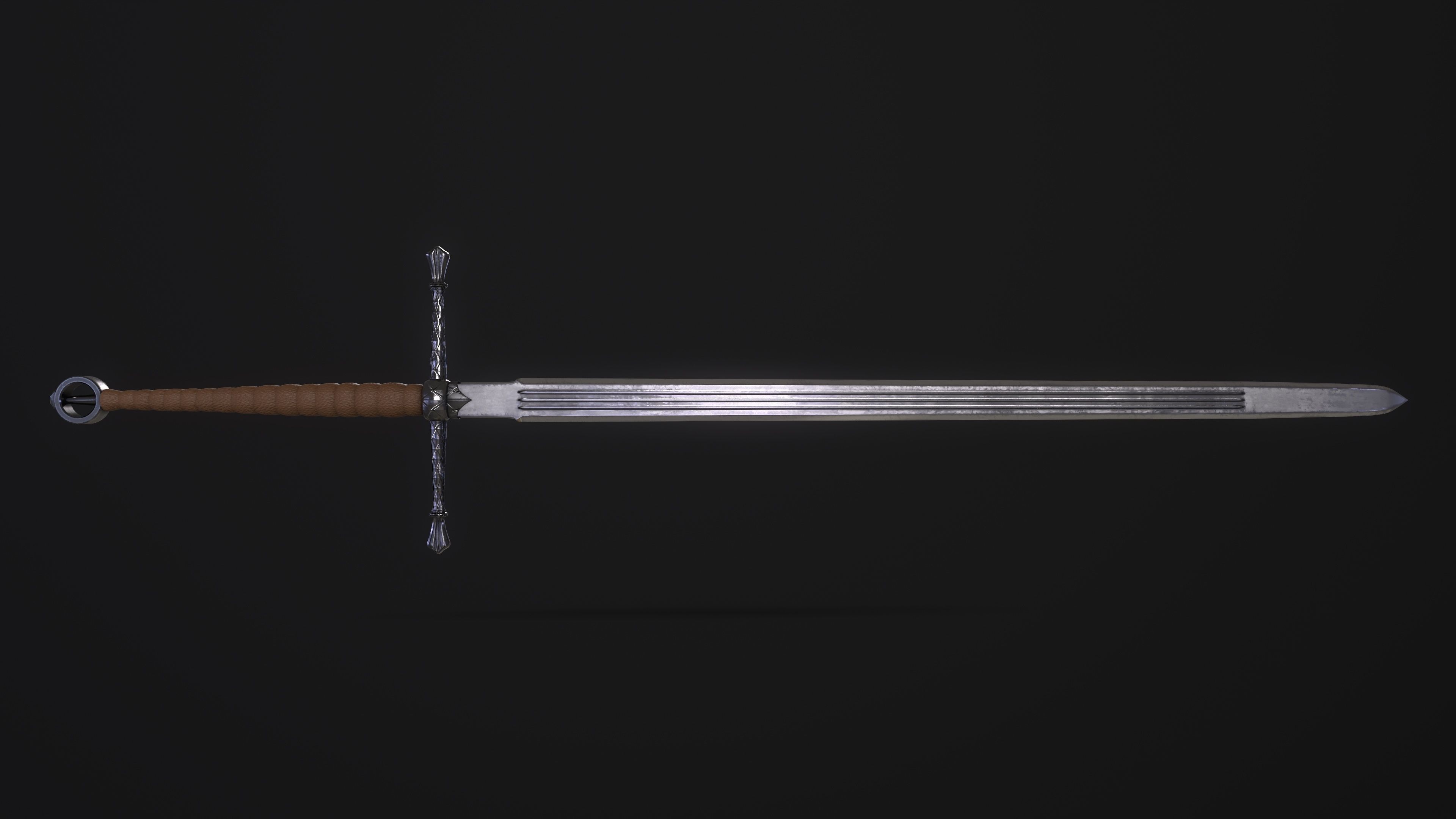 Gallowglass Claymore - A Scottish-Irish Greatsword Low-poly 3D model_6