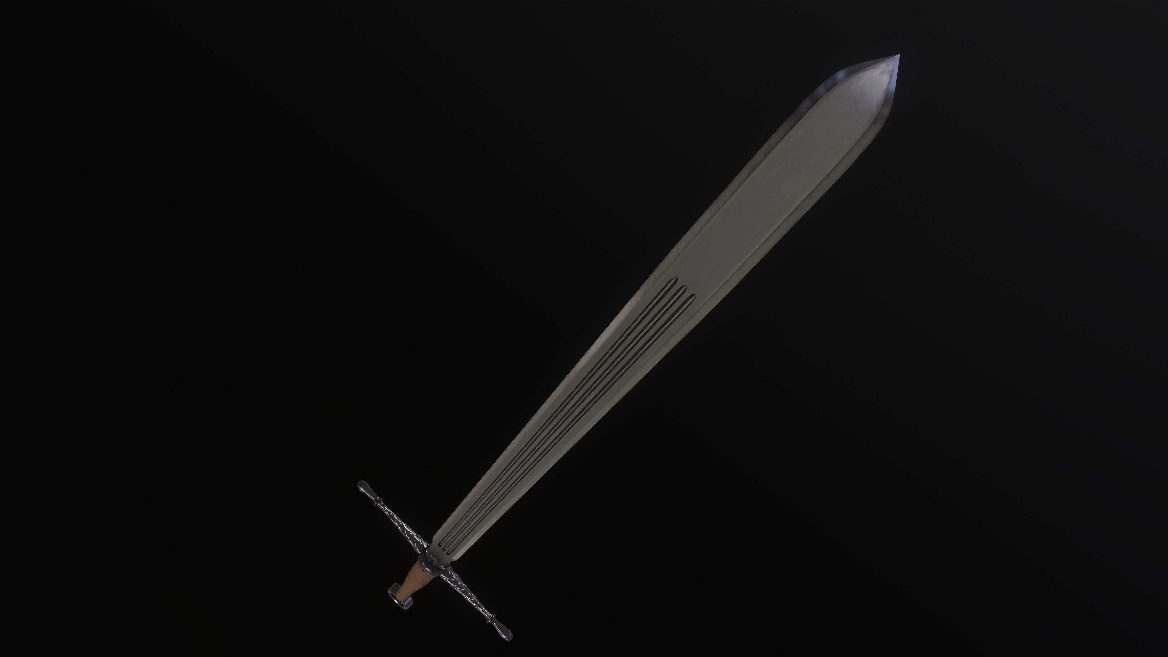 Gallowglass Claymore - A Scottish-Irish Greatsword Low-poly 3D model_22