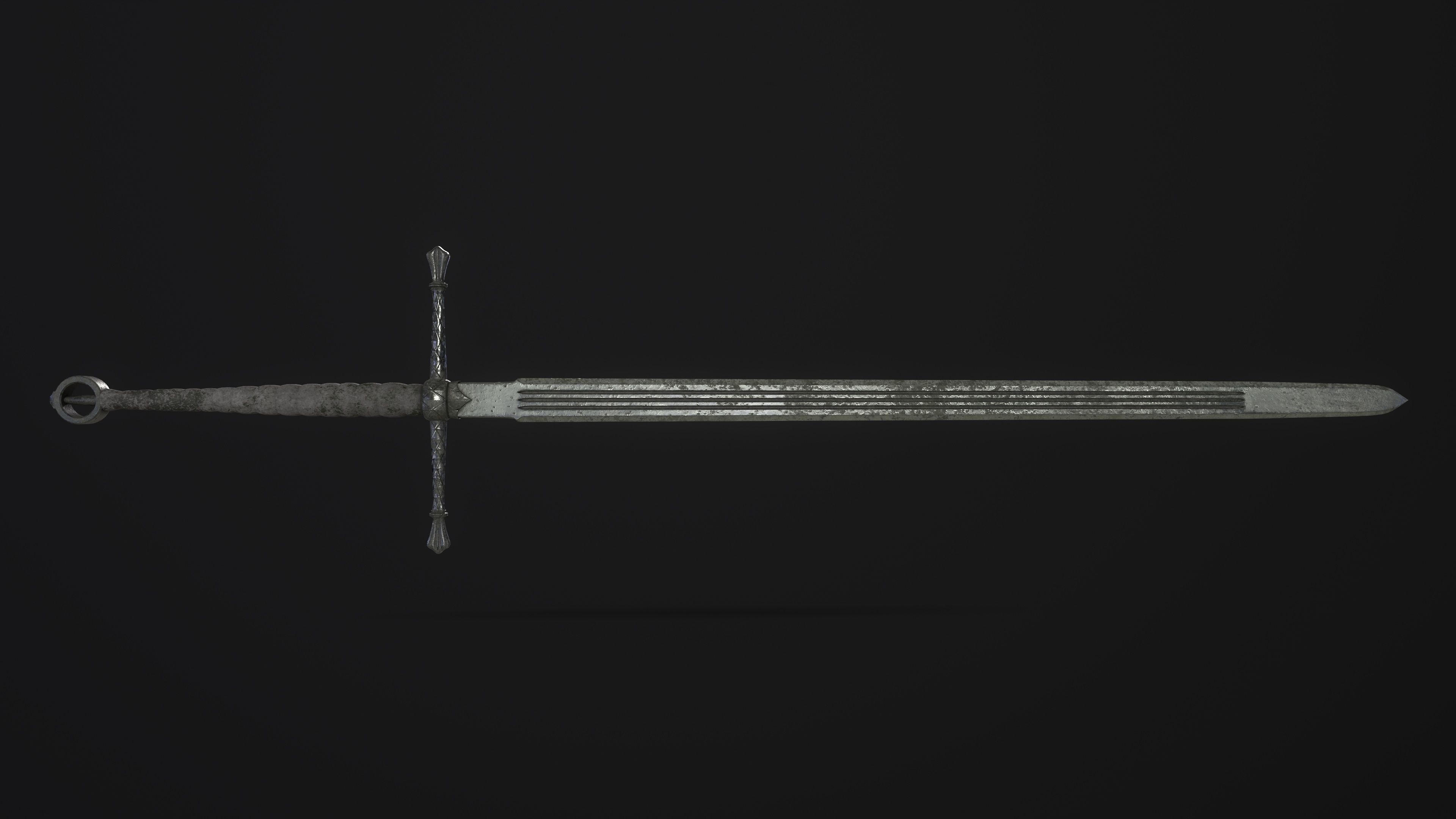 Gallowglass Claymore - A Scottish-Irish Greatsword Low-poly 3D model_9