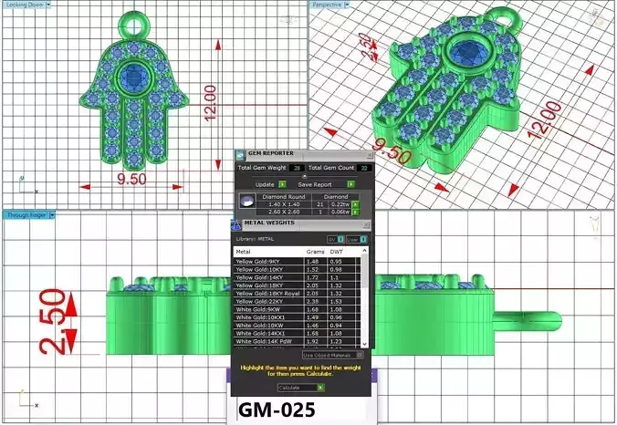 Diamond Hamza Pendant